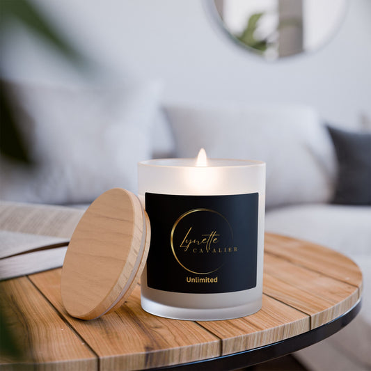 Lynette Cavalier's Frosted Glass Candle, 11oz, Coconut Soy No Dyes, Burn time 50 Hours, Made in the USA,