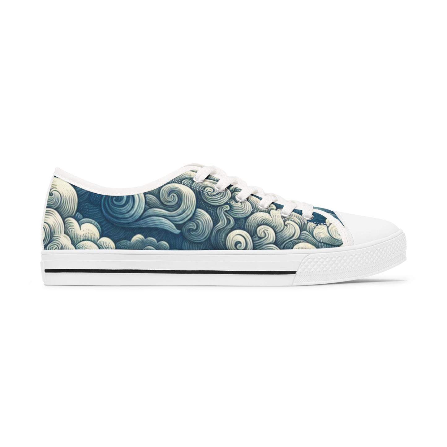 Women's Artistic Cloud Print Sneakers | Trendy Low-Top Shoes, Walking Sneakers, Casual Footwear, Gift for Her, Unique Sneaker Design