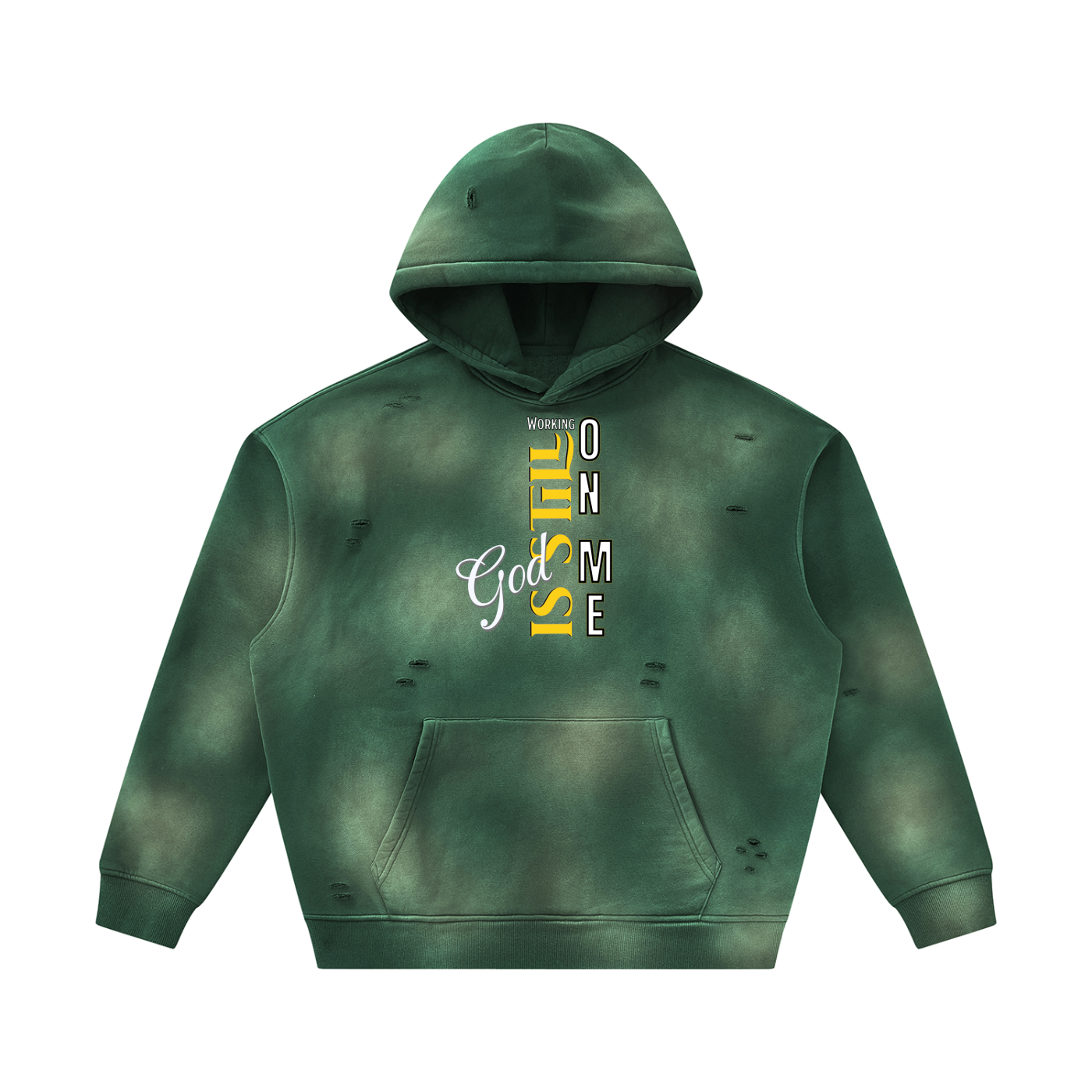 Unisex God's Working on Me Sunfade Frayed Fleece Hoodie – Vintage Washed