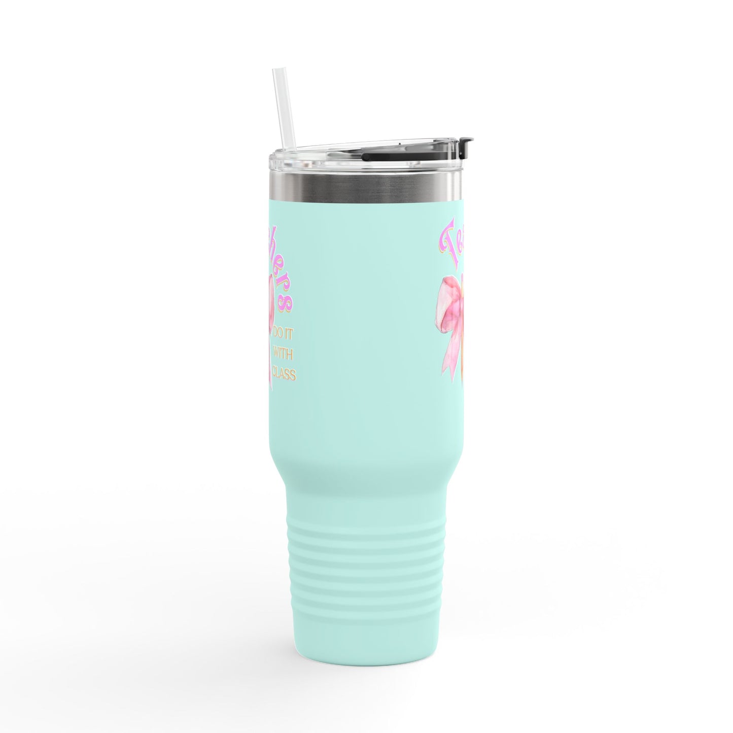Stylish Insulated Travel Mug for Teachers, Cute 40oz Coquette Teacher Tumbler, Gifts for Educators, Coffee Lover Travel Cup, Back to School Mug Gift