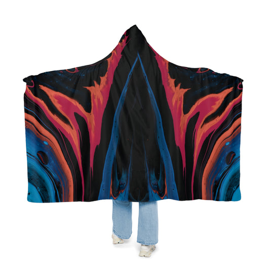 Cozy Cosmic Snuggle Blanket - Abstract Colorful Hooded Throw for Relaxation & Comfort, Perfect Mother's Day Gift for Mom or Grandma