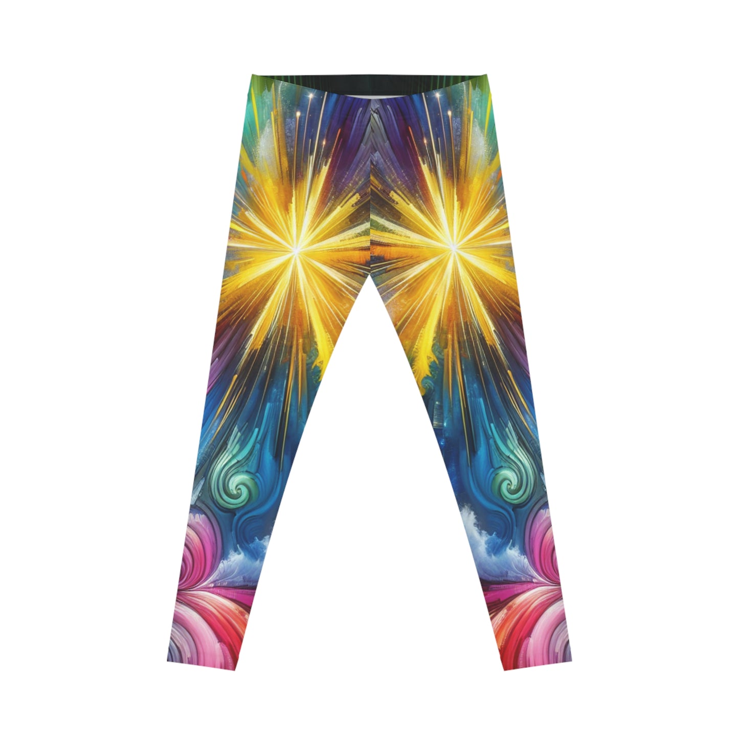 Vibrant AOP Women's Casual Leggings, Colorful Yoga Pants, Artistic Athleisure Wear, Unique Fitness Tights, Trendy Activewear