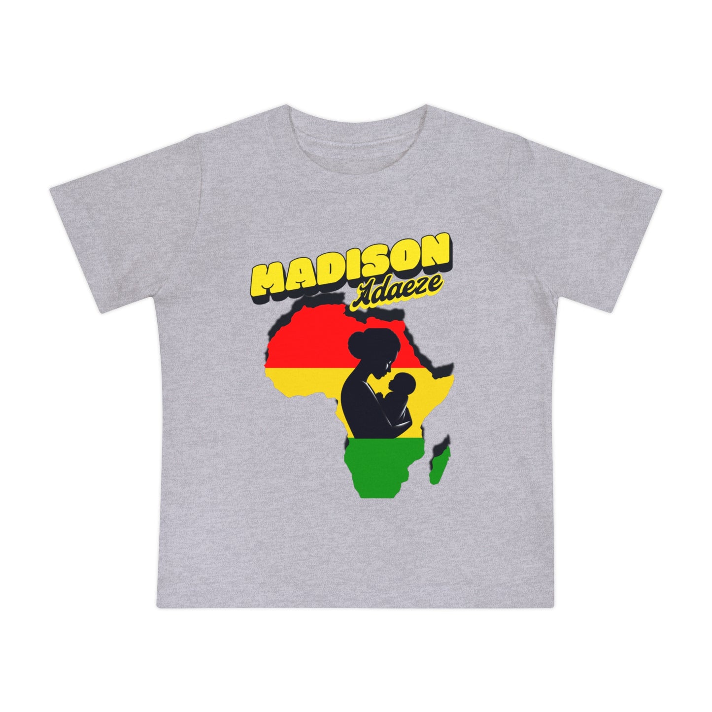 Mother Africa's Embrace Baby Short Sleeve T-Shirt, Design with Africa Silhouette, Personalized Baby T-Shirts, Juneteenth T-Shirt for Toddler,