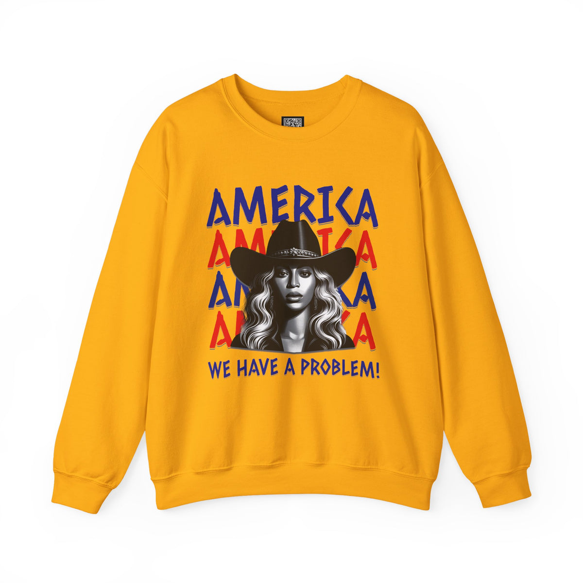 America Graphic Crewneck Sweatshirt, Beyonce America We Have a Problem, Fan Merchandise for Beyonce, Unisex Gildan Sweatshirts