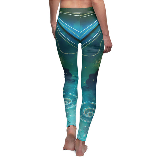 Women's Multi-Color Blue Casual Leggings, Celestial Colored Leggings for Women, Women Yoga Pants, Cute Colorful Women Yoga Pants