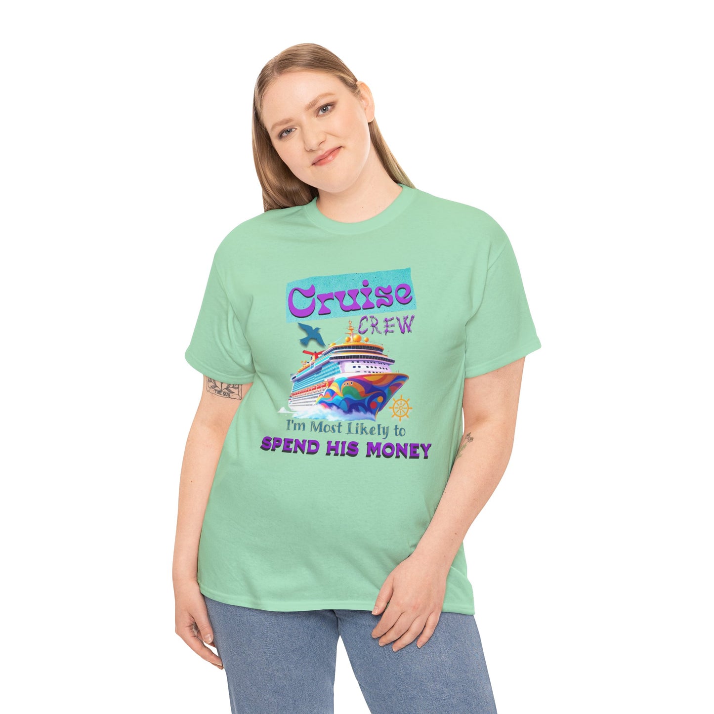 Funny Cruise Crew Tee, Vacation T-Shirt, Gift for Cruise Lovers, Vacation Humor Apparel, Travel Enthusiast Shirt, Spend His Money Tee