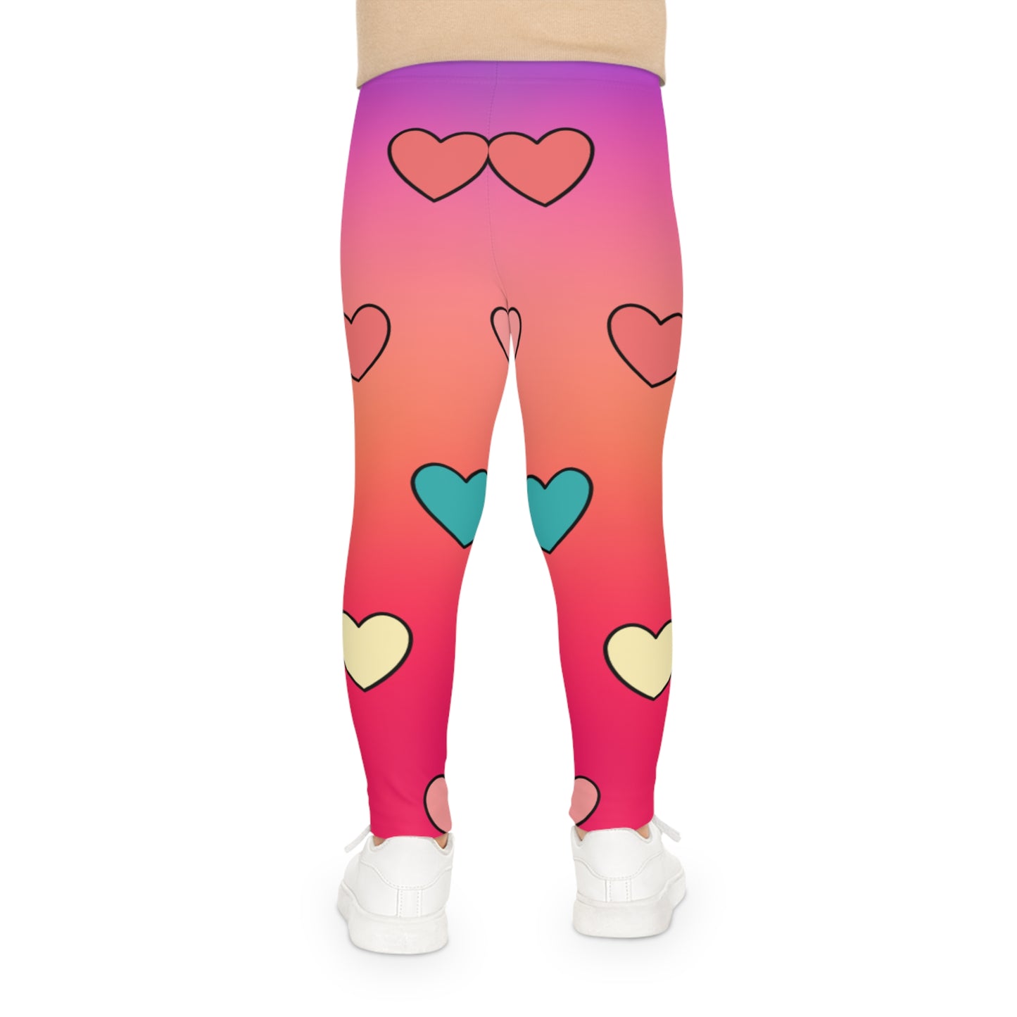 Colorful Heart Kids Leggings, Stylish & Fun Leggings for Active Play, Cute Girls Heart Print Leggings,