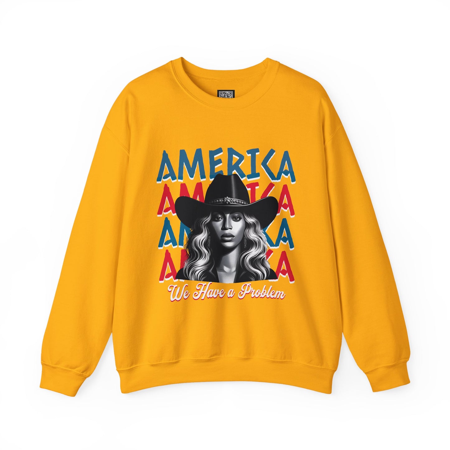America Graphic Crewneck Sweatshirt, Beyonce America We Have a Problem, Fan Merchandise for Beyonce, Unisex Gildan Sweatshirts