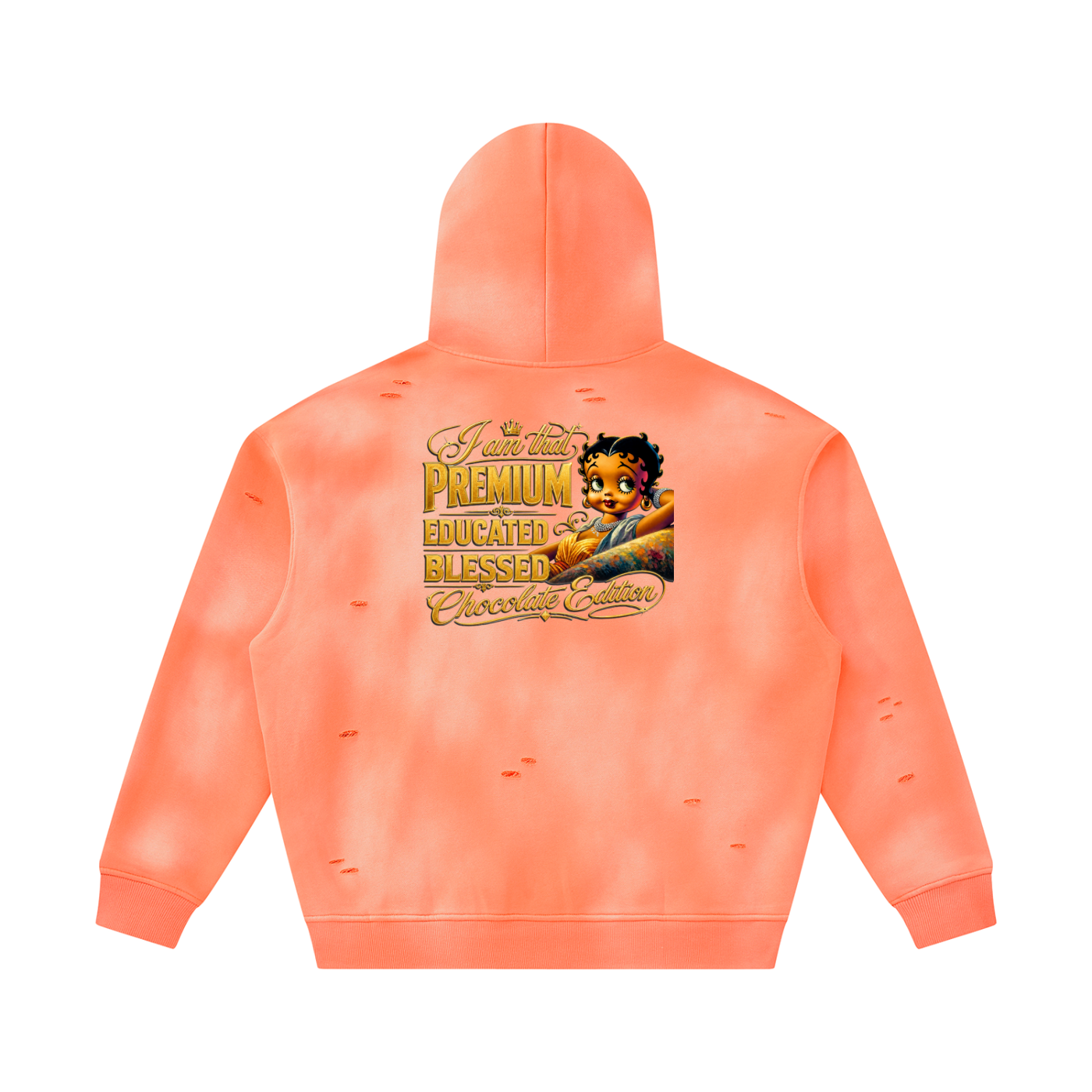 Unisex Sunfade Frayed Fleece Hoodie
