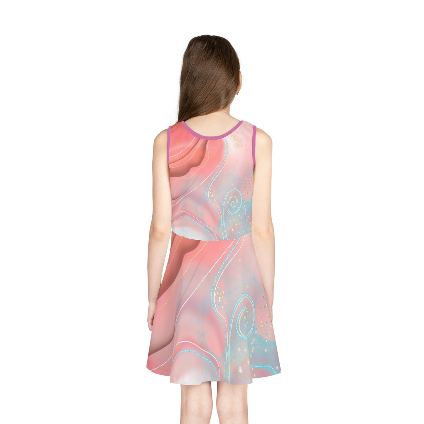 Whimsical Pink Swirl Girls' Sundress - Perfect for Summer Celebrations, Cute Sundress for Little Girls and Toddlers, Sizes 2T to XL