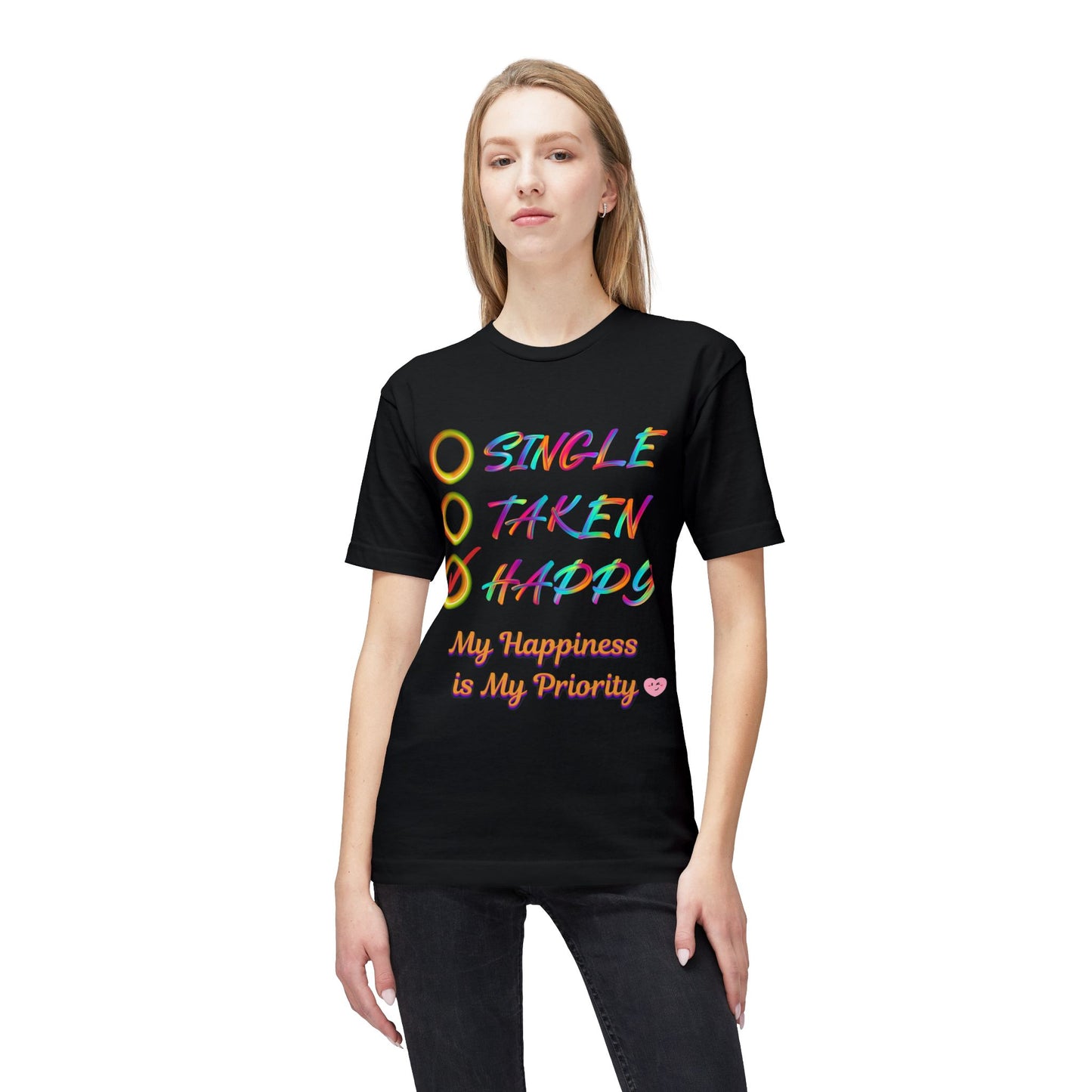 My Happiness is My Priority, Unisex Midweight T-shirt, Valentine to Myself T-Shirt, Valentine T-Shirt, Self-Love T-Shirts, Taken, Single Happy