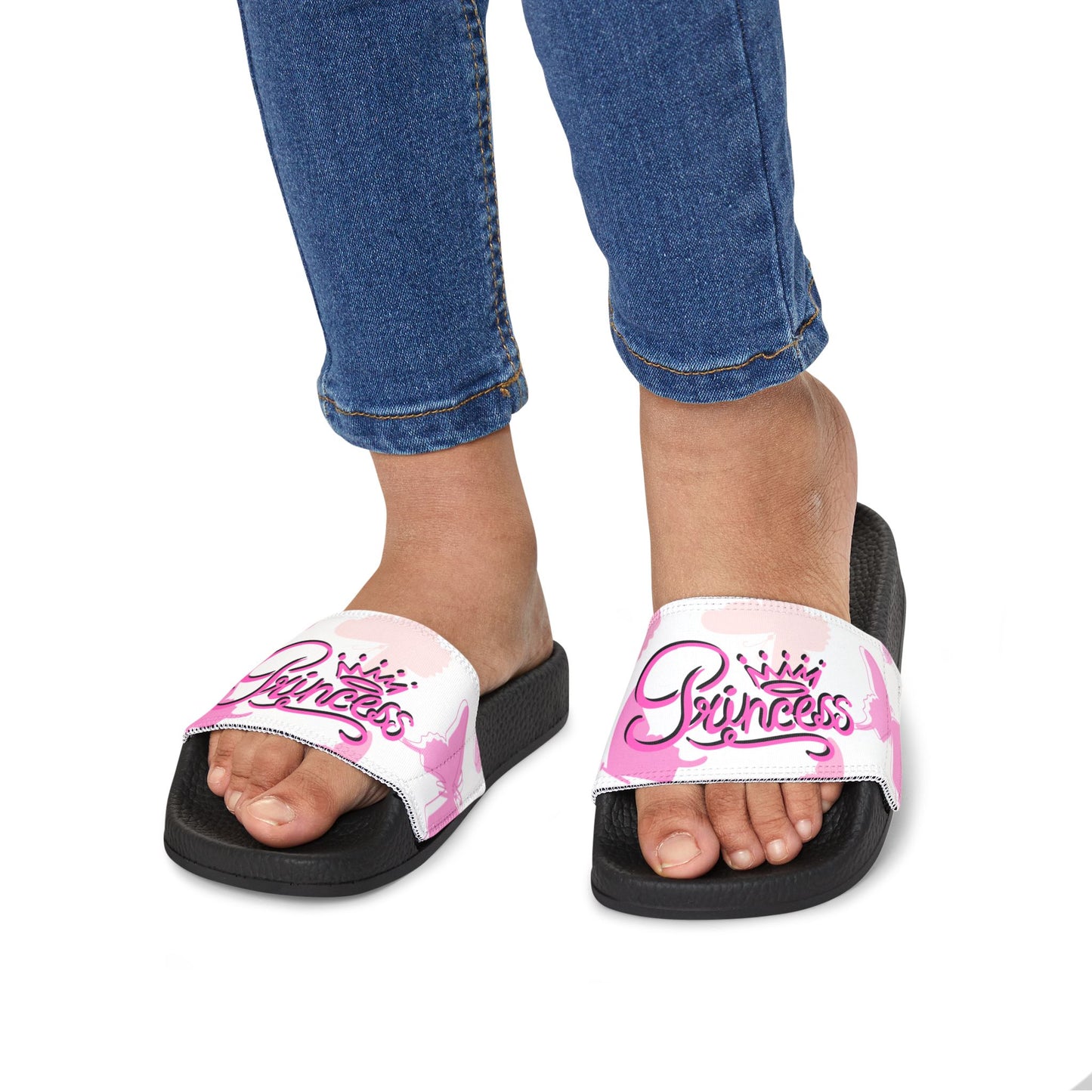 "Princess Dreams" Kids Slide Sandals with Pink & Purple Butterflies