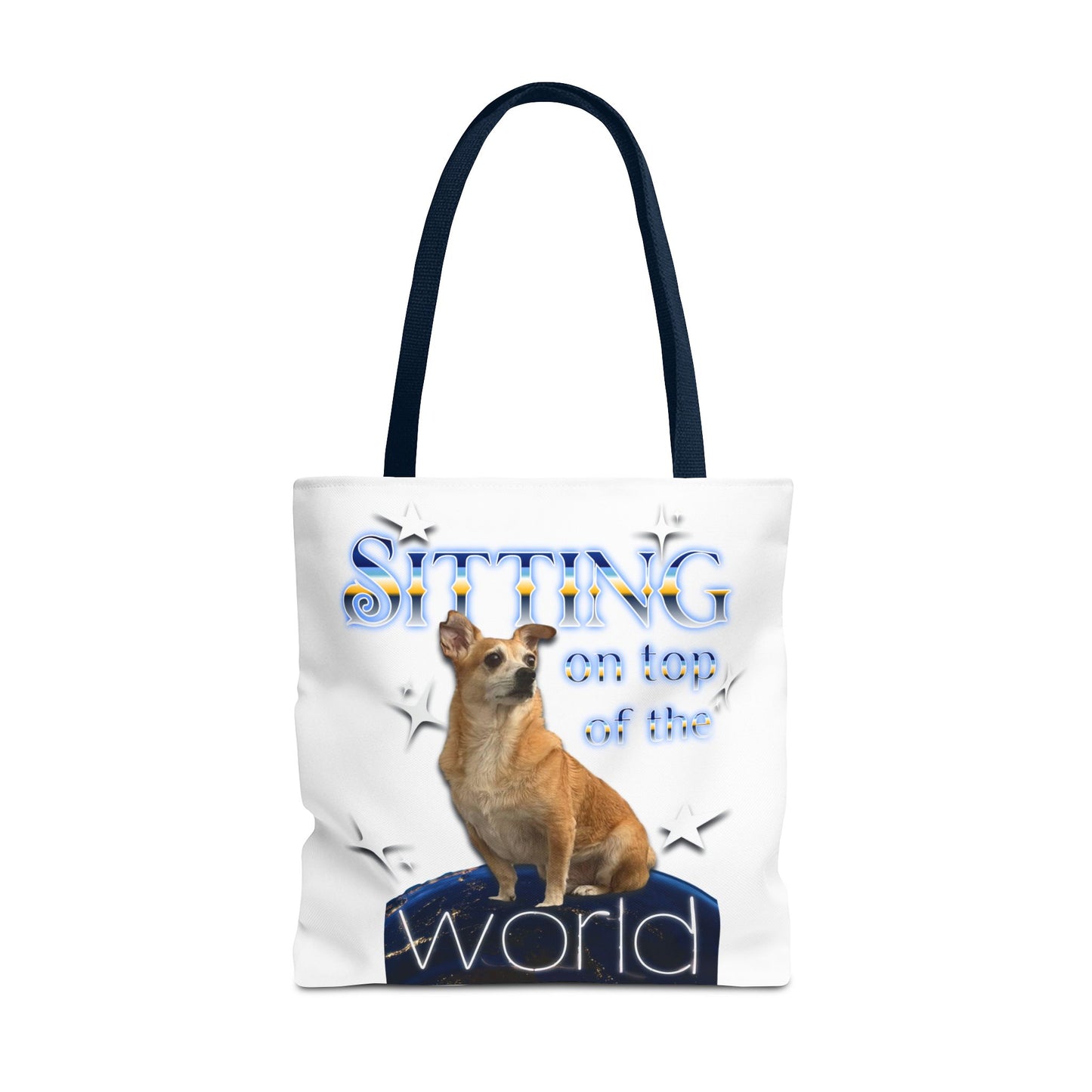 Personalized Tote Bag — "Sitting on Top of the World" Corgi Tote