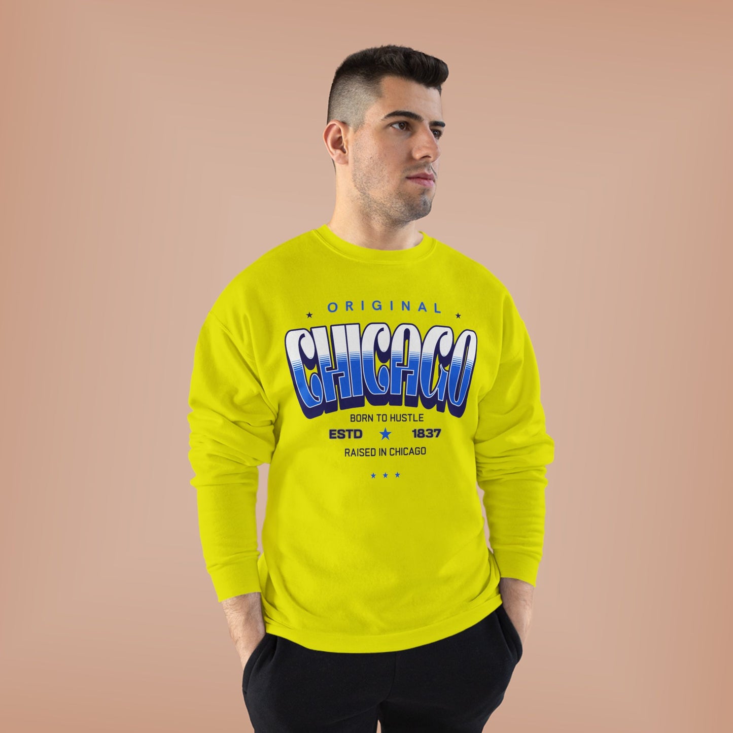 Chicago Hustle EcoSmart Crewneck Sweatshirt, Unisex Sweatshirt, Gift for Chicago Lovers, Trendy Streetwear, Casual Wear, Cozy Sweatshirt