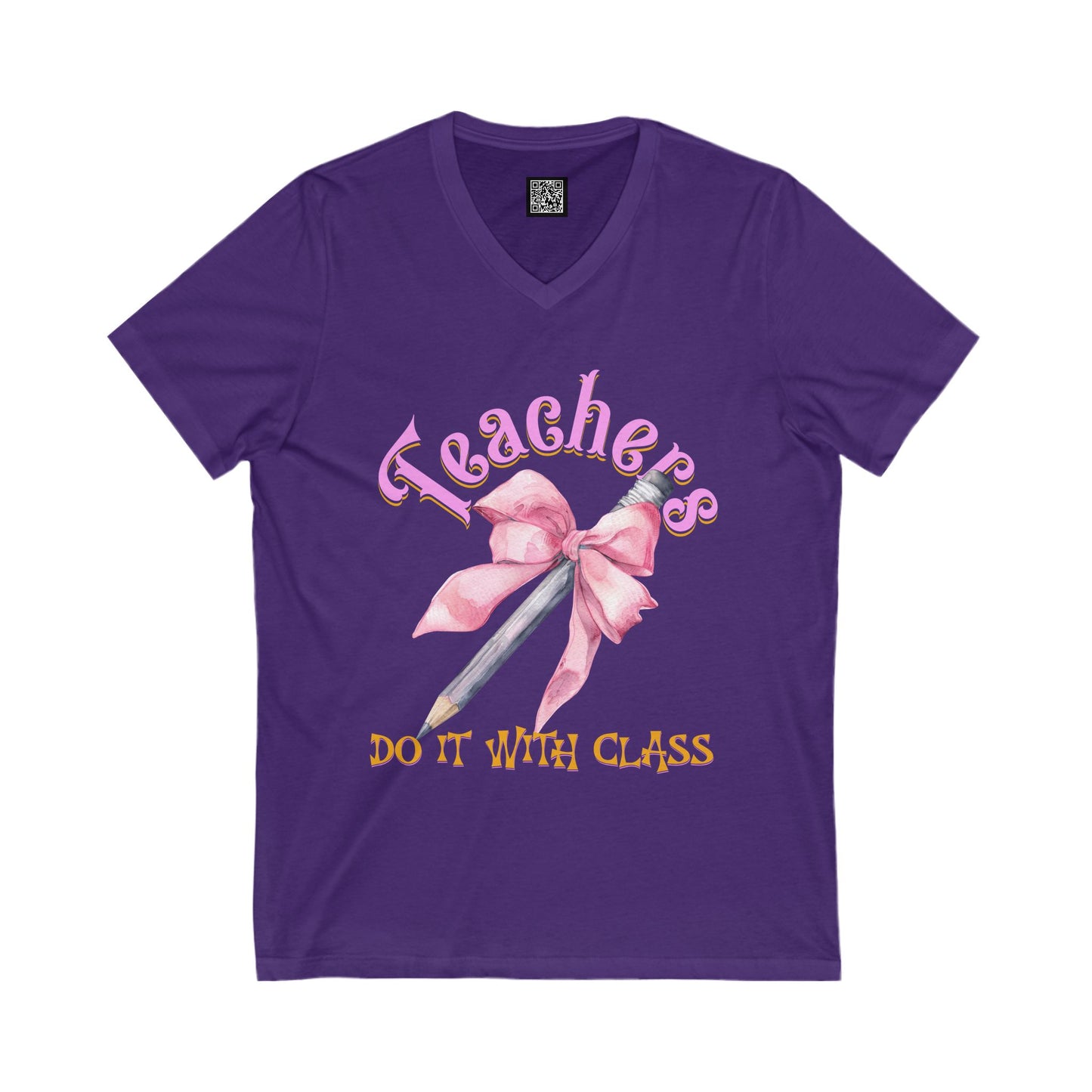 Teacher Appreciation V-Neck Tee, Gifts for Educators, Coquette Bow Back to School Shirt, Teachers Day T-Shirt, Fun Teacher Gift