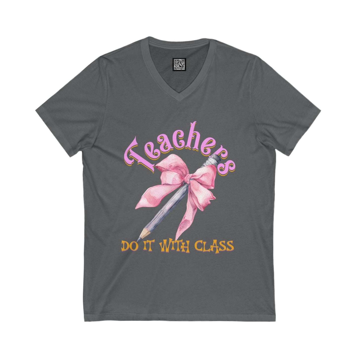 Teacher Appreciation V-Neck Tee, Gifts for Educators, Coquette Bow Back to School Shirt, Teachers Day T-Shirt, Fun Teacher Gift