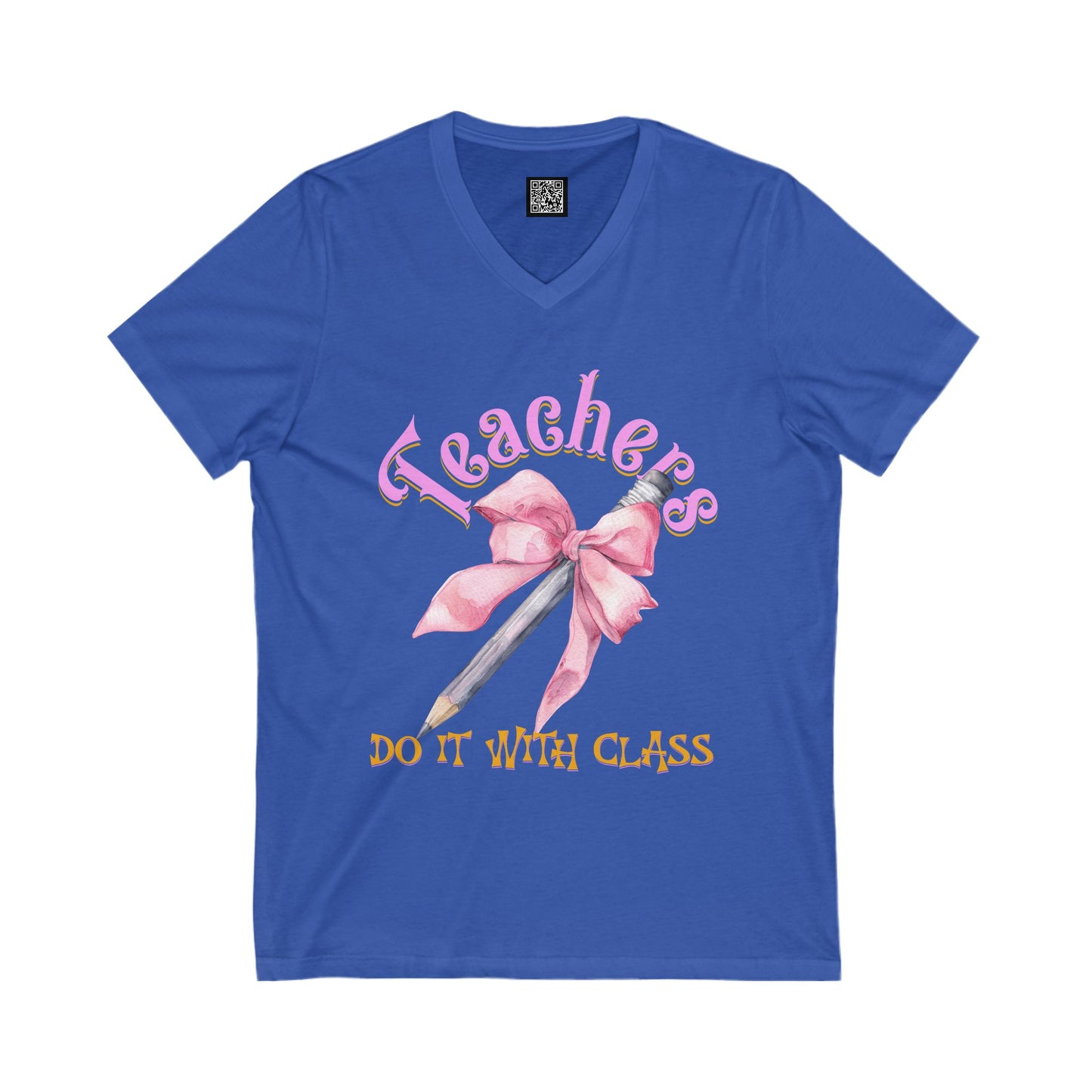 Teacher Appreciation V-Neck Tee, Gifts for Educators, Coquette Bow Back to School Shirt, Teachers Day T-Shirt, Fun Teacher Gift