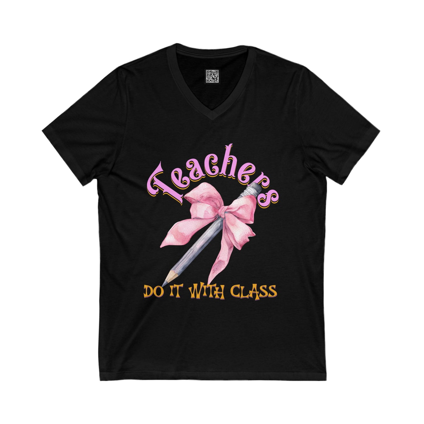 Teacher Appreciation V-Neck Tee, Gifts for Educators, Coquette Bow Back to School Shirt, Teachers Day T-Shirt, Fun Teacher Gift