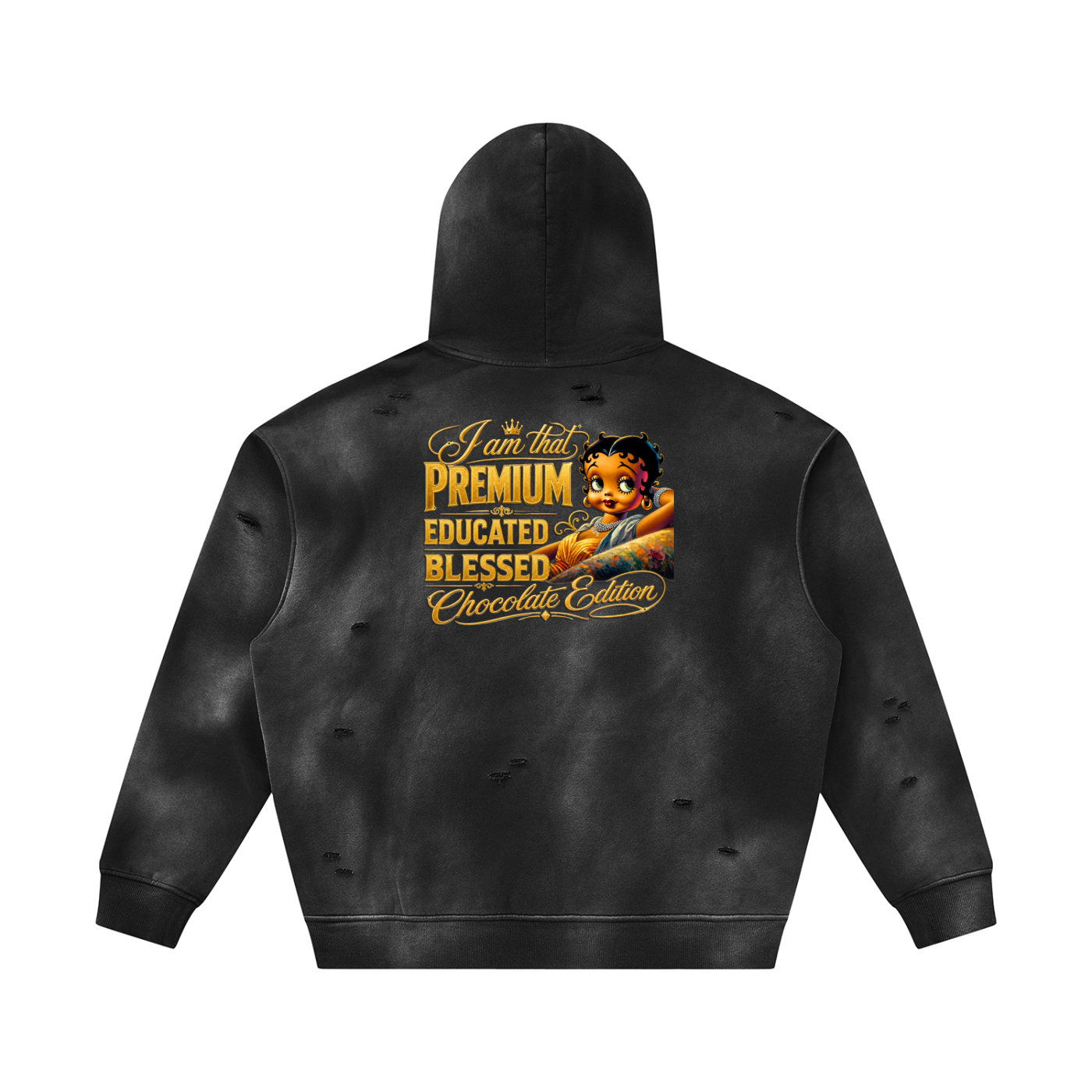 Unisex Sunfade Frayed Fleece Hoodie