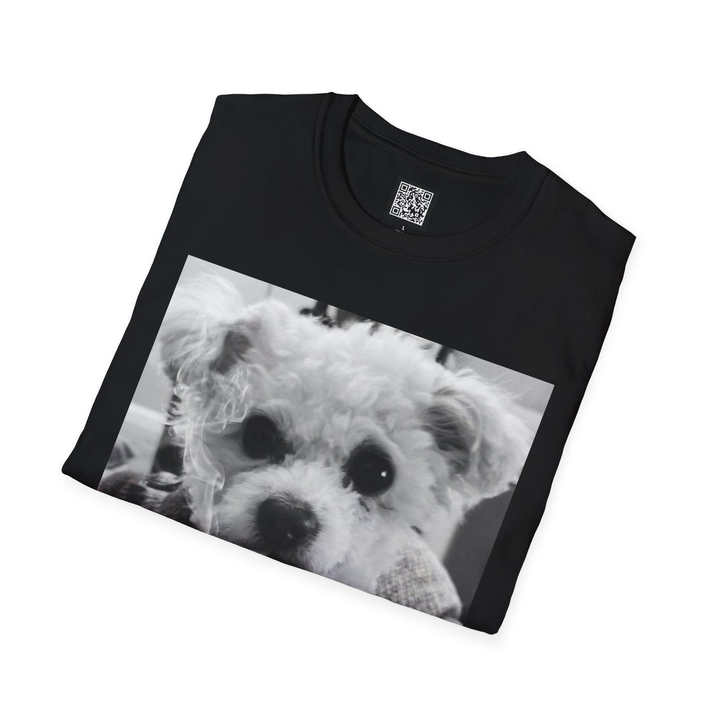 Personalized Smoking Puppy Photo T-Shirt — Retro Black & White Cute Dog Graphic Tee
