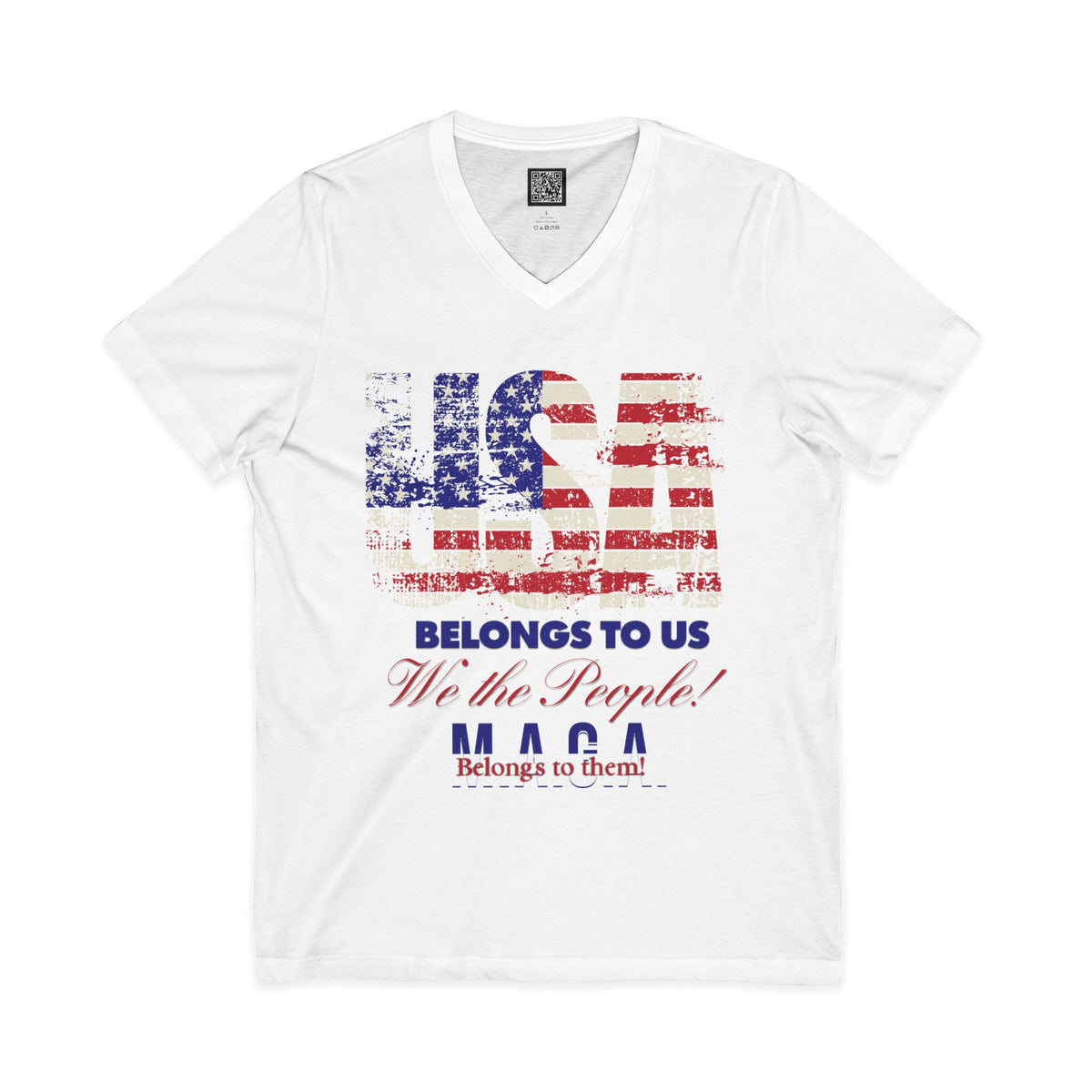 No Kings Protest V-Neck Tee – USA Belongs to We the People, Hands Off Shirt, Fight Oligarchy, Anti-MAGA Tee, S–2XL