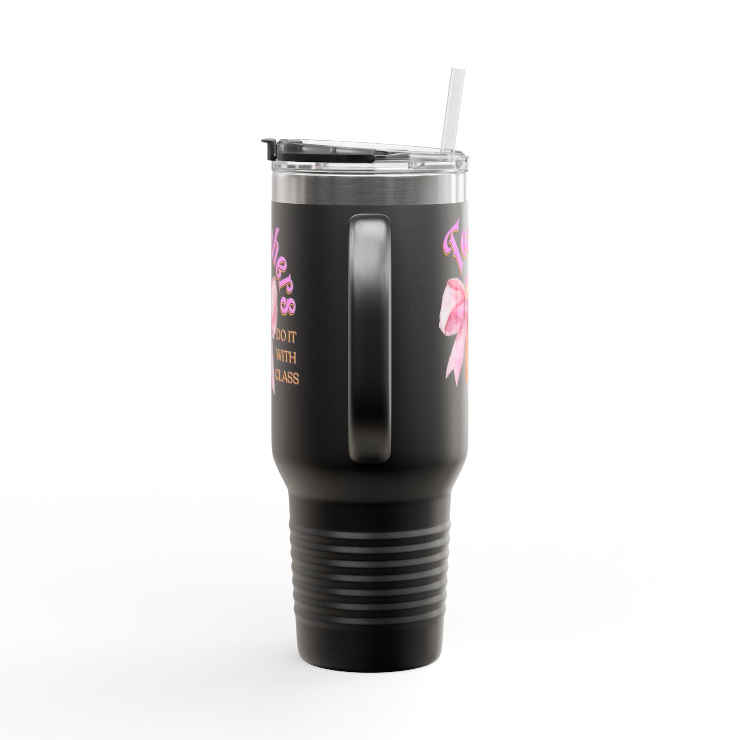 Stylish Insulated Travel Mug for Teachers, Cute 40oz Coquette Teacher Tumbler, Gifts for Educators, Coffee Lover Travel Cup, Back to School Mug Gift