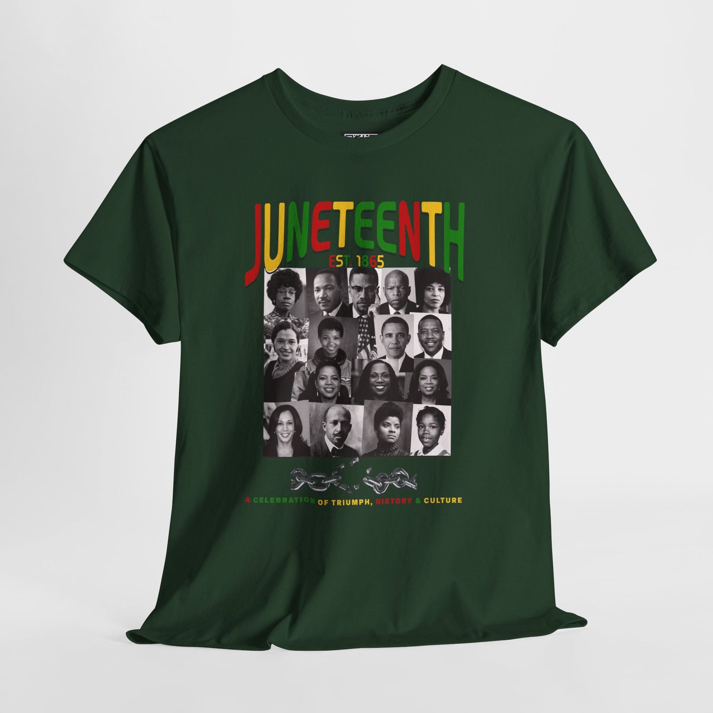 Juneteenth Celebration T-Shirt – "Let Freedom Ring" Colorful Chain Design (Est. 1865)