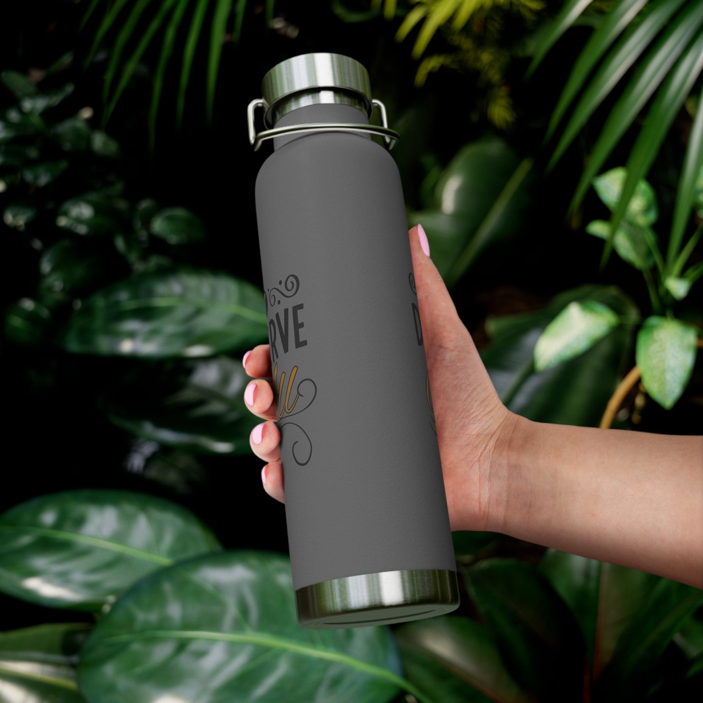 "I Deserve It All" Copper Vacuum Insulated Bottle, 22oz, Inspirational Lyrics from Kendrick Lamar Man in the Garden, Kendrick Lamar Fan Merchandise