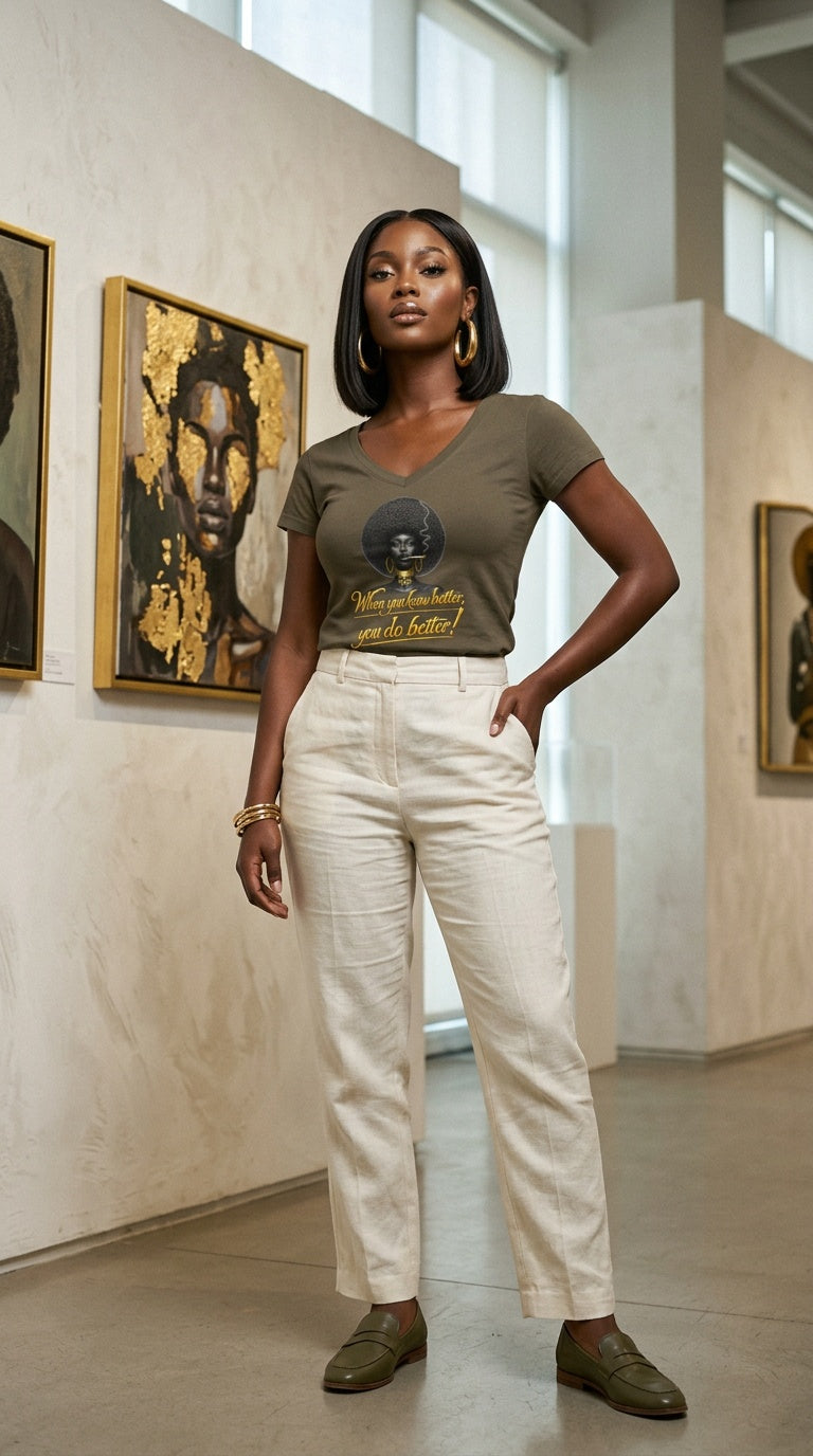 When You Know Better, You Do Better – 92% Women's Tencel Slim Fit V-Neck Crop T-Shirt