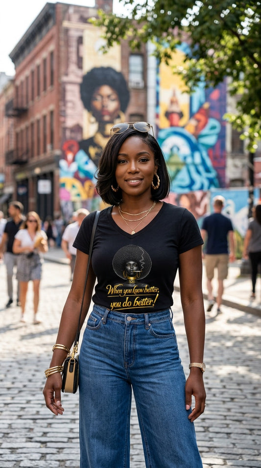 When You Know Better, You Do Better – 92% Women's Tencel Slim Fit V-Neck Crop T-Shirt
