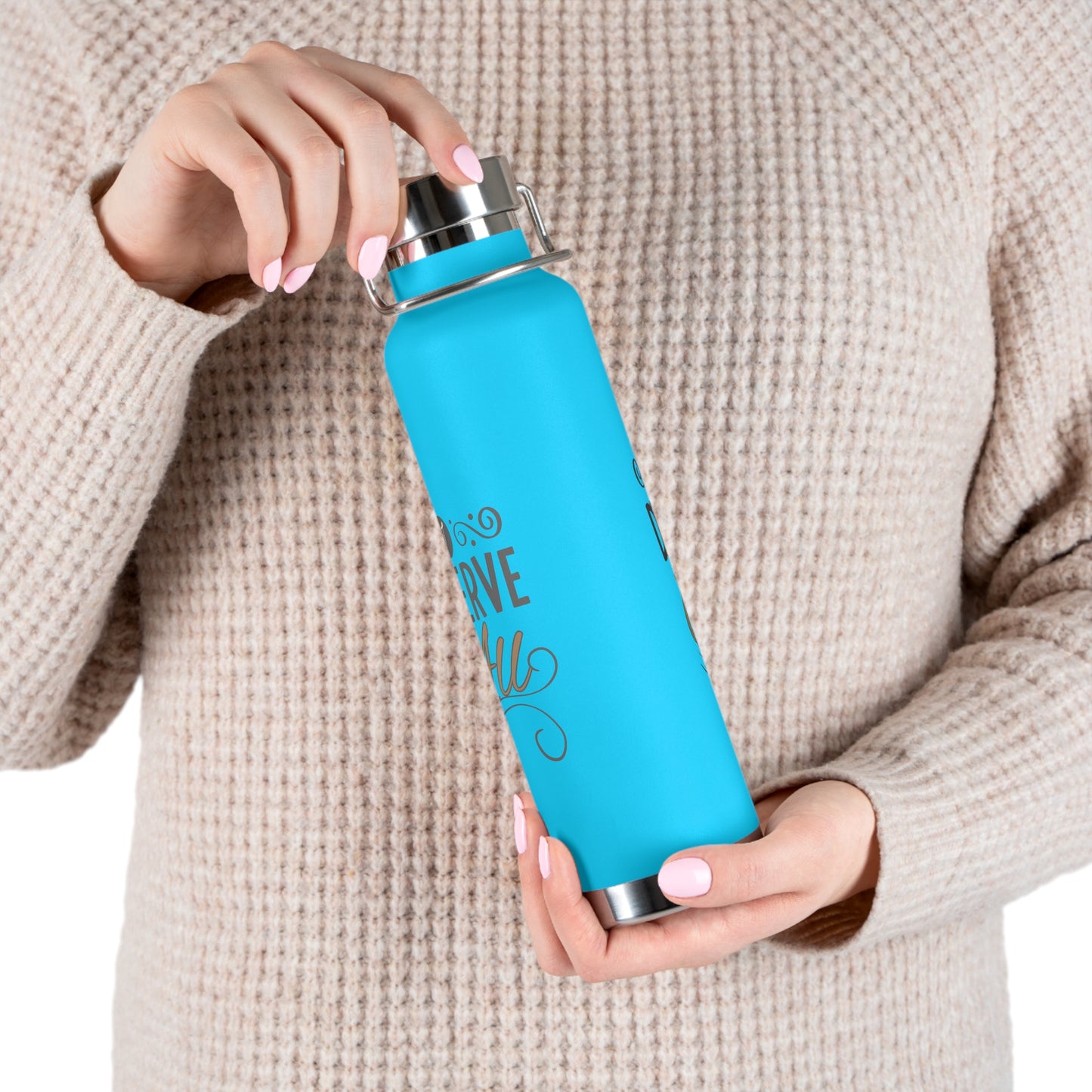 "I Deserve It All" Copper Vacuum Insulated Bottle, 22oz, Inspirational Lyrics from Kendrick Lamar Man in the Garden, Kendrick Lamar Fan Merchandise