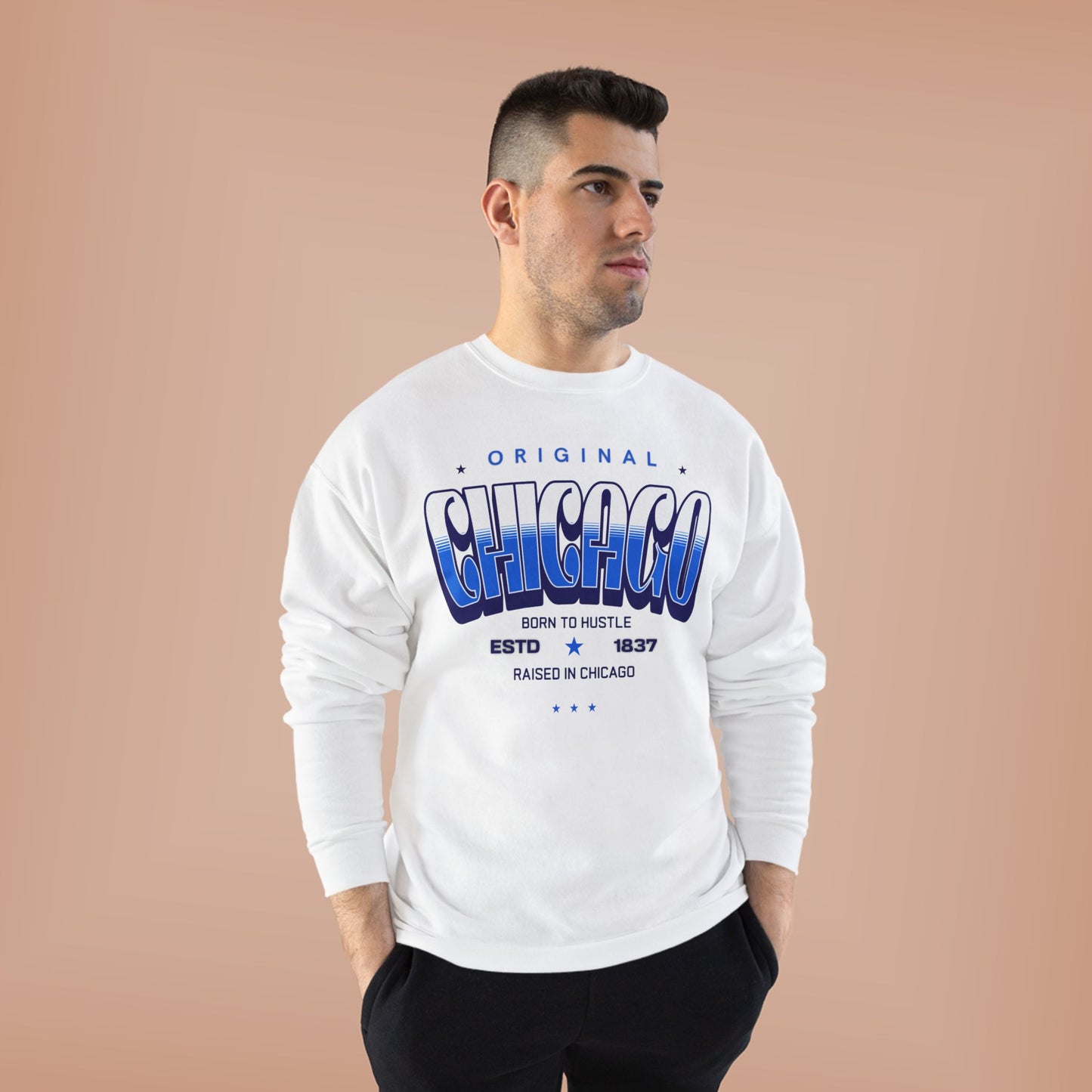 Chicago Hustle EcoSmart Crewneck Sweatshirt, Unisex Sweatshirt, Gift for Chicago Lovers, Trendy Streetwear, Casual Wear, Cozy Sweatshirt