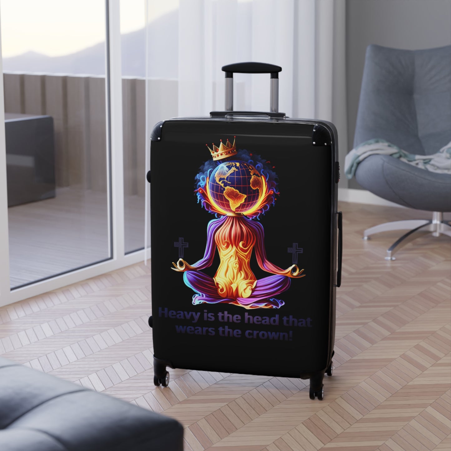 "Heavy is the Head" Travel Suitcase, Women Custom Suitcase, Inspirational Suitcase for Women, Colorful Suitcase for Women