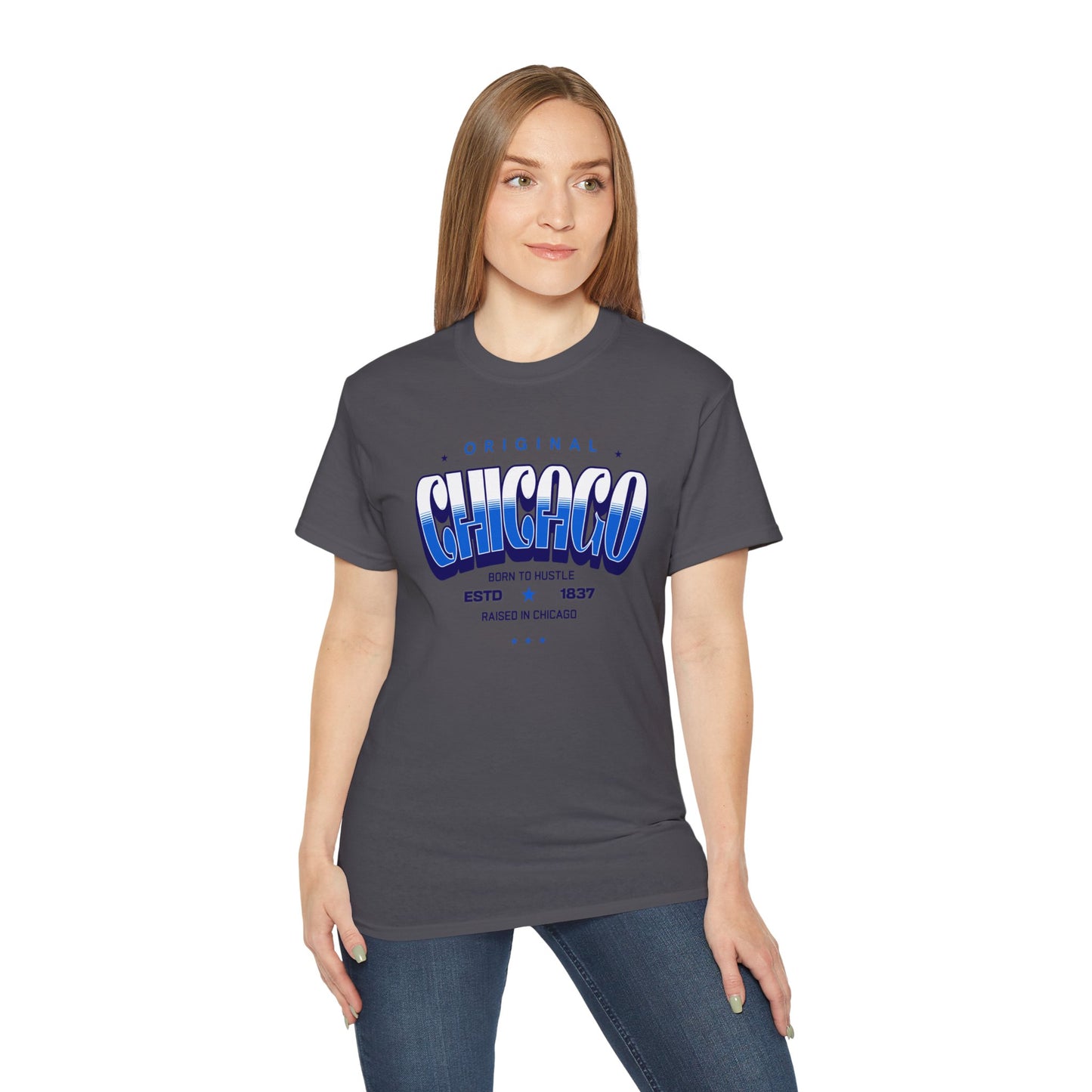 Chicago Hustle Graphic Tee, Streetwear T-Shirt, Gift for Travelers, Chicago Souvenir, Unisex Chicago T-Shirts Casual Wear. Chi-Town Tees