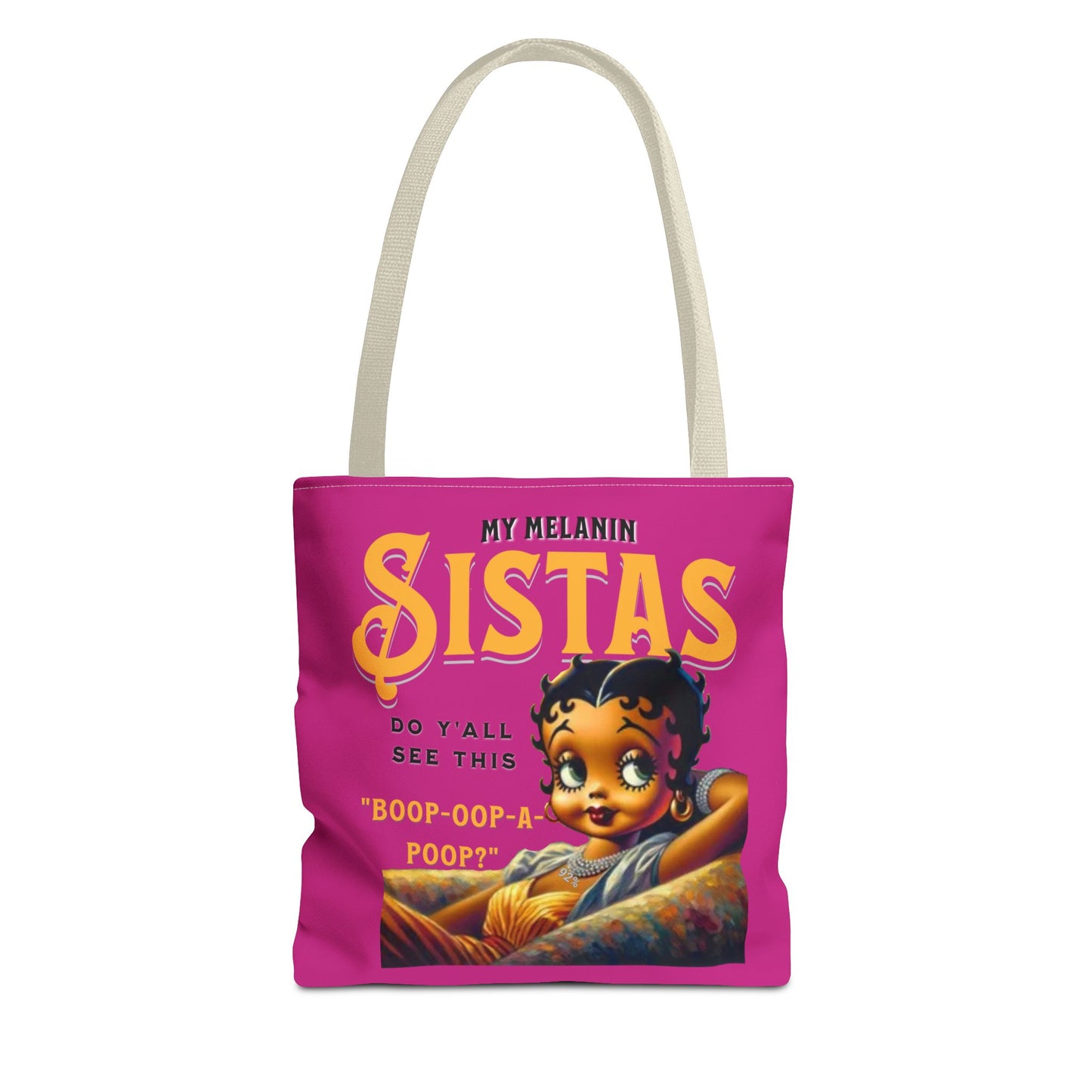 Black Betty Boop Tote Bag, 92 Percent Women Tote Bag, Cute Betty Boop Gift, Pink Betty Boop Tote Bag, Humorous Betty Boop Bag