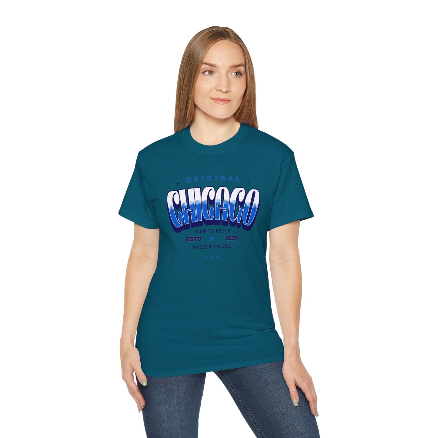 Chicago Hustle Graphic Tee, Streetwear T-Shirt, Gift for Travelers, Chicago Souvenir, Unisex Chicago T-Shirts Casual Wear. Chi-Town Tees