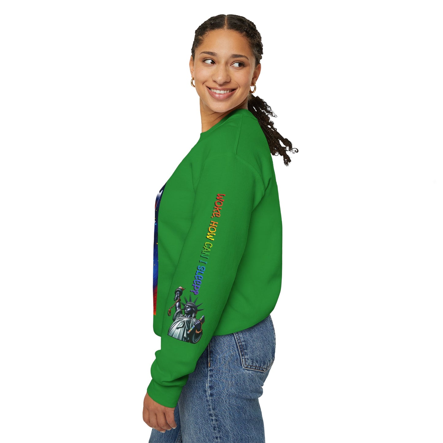 America Graphic Crewneck Sweatshirt - Juneteenth Unisex Heavy Blend™ - Casual Activist Fashion, No Kings Protest Shirt, Hands Off Protest Tee