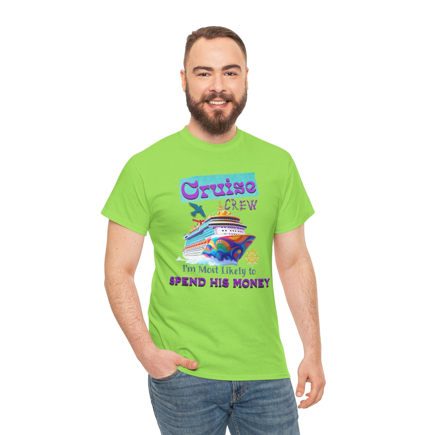 Funny Cruise Crew Tee, Vacation T-Shirt, Gift for Cruise Lovers, Vacation Humor Apparel, Travel Enthusiast Shirt, Spend His Money Tee