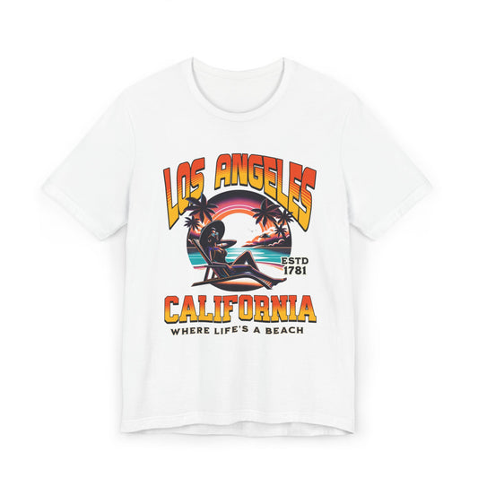 Los Angeles Vibes – “Where Life’s a Beach” Tee, Los Angeles Style Clothing, Beach Style T-Shirt, Rep Your City Los Angeles