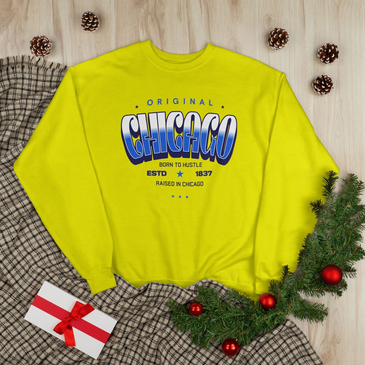 Chicago Hustle EcoSmart Crewneck Sweatshirt, Unisex Sweatshirt, Gift for Chicago Lovers, Trendy Streetwear, Casual Wear, Cozy Sweatshirt