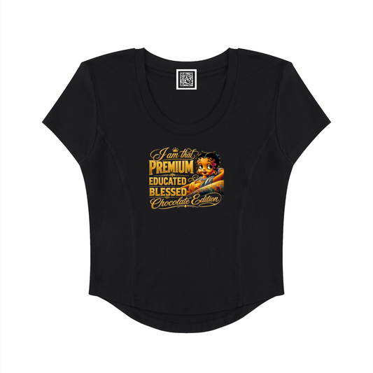 Women's Betty Boop Melanin Paneled Crop T-Shirt – Short Sleeve Bodycon Top