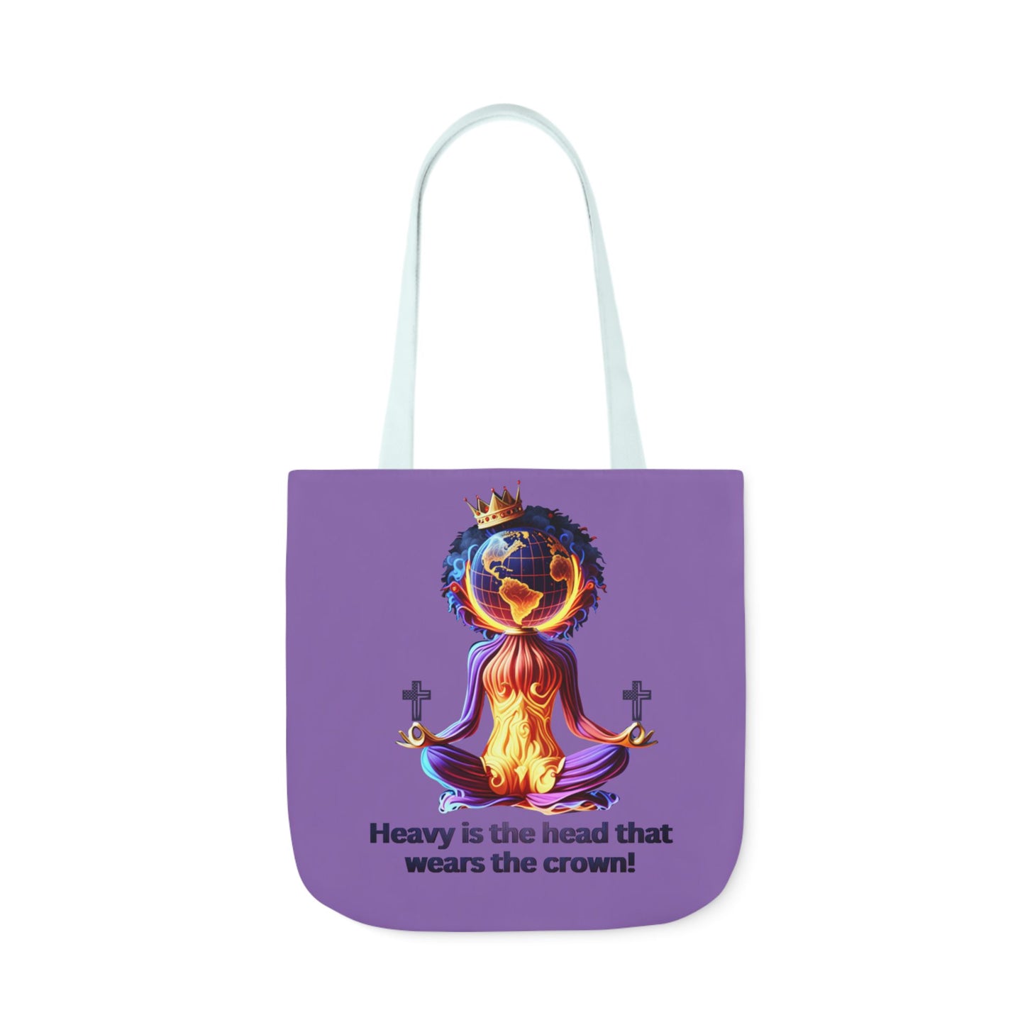 "Heavy is the Head" Canvas Tote Bag, 5-Color Straps, Purple Tote Bag for Women, Purple Inspirational Tote Bag for Women, Tote Bag Gift for Women