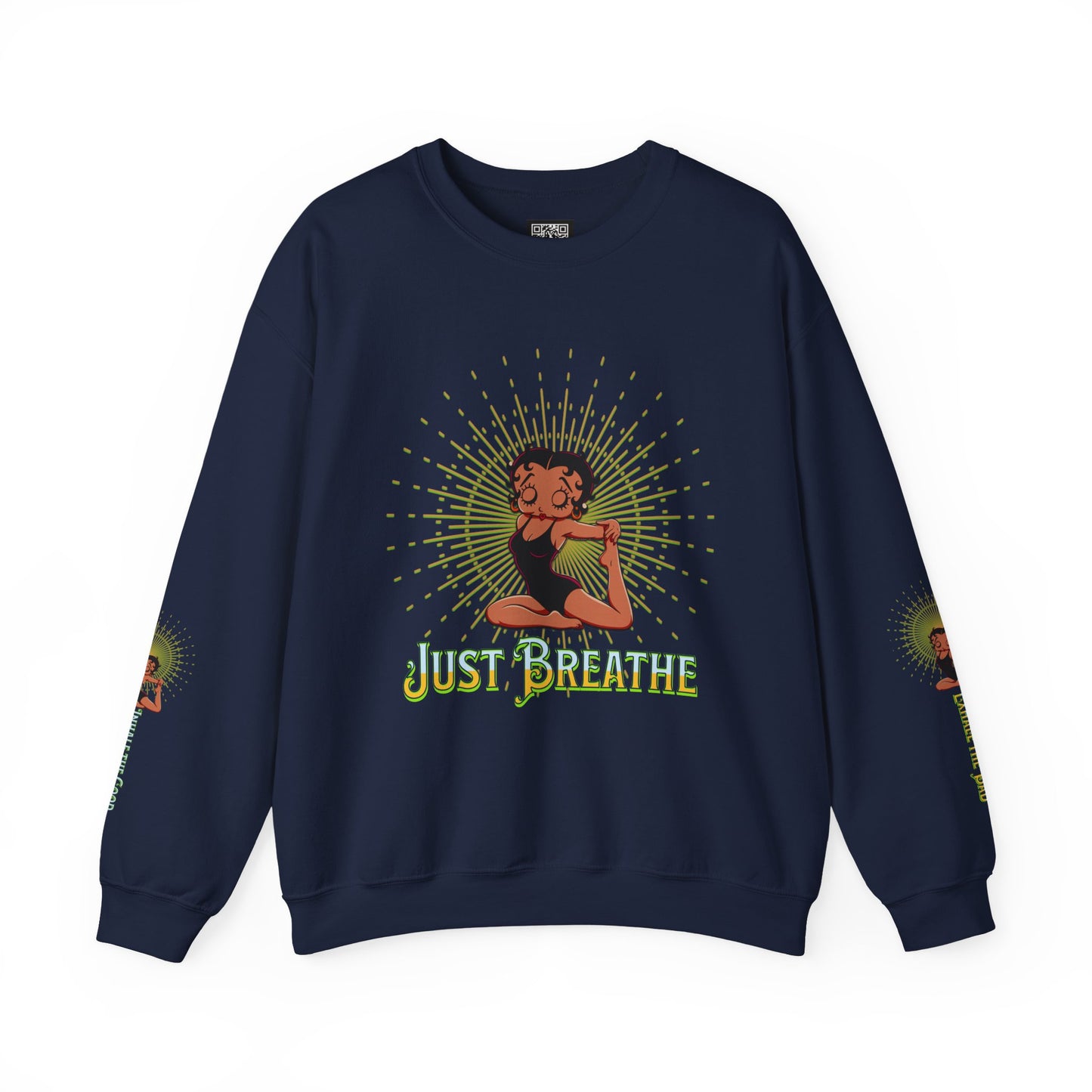 Just Breathe Crewneck Yoga Inspired Sweatshirt, Betty Boop Yoga Sweatshirt, Betty Boop Activewear Shirt,