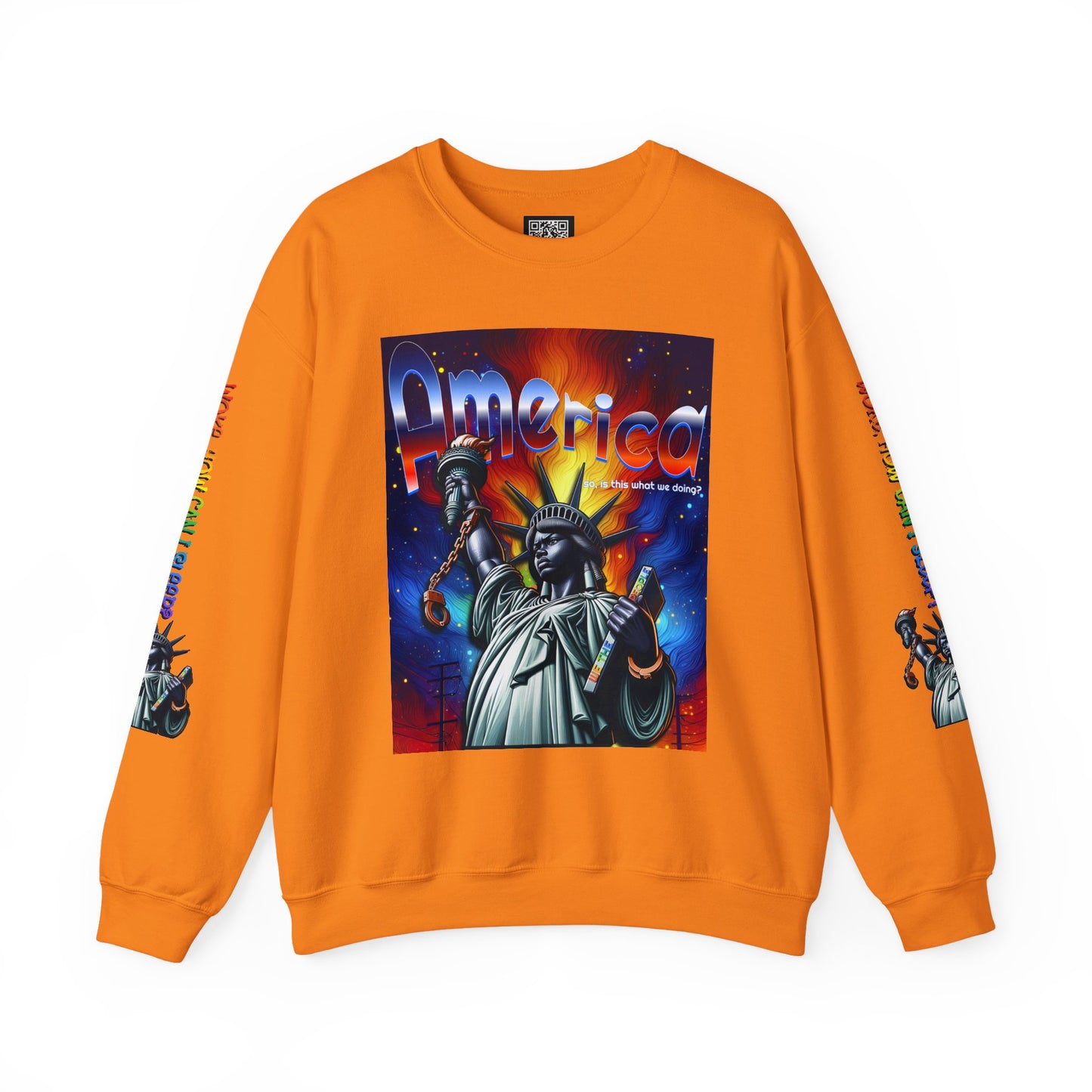 America Graphic Crewneck Sweatshirt - Juneteenth Unisex Heavy Blend™ - Casual Activist Fashion, No Kings Protest Shirt, Hands Off Protest Tee