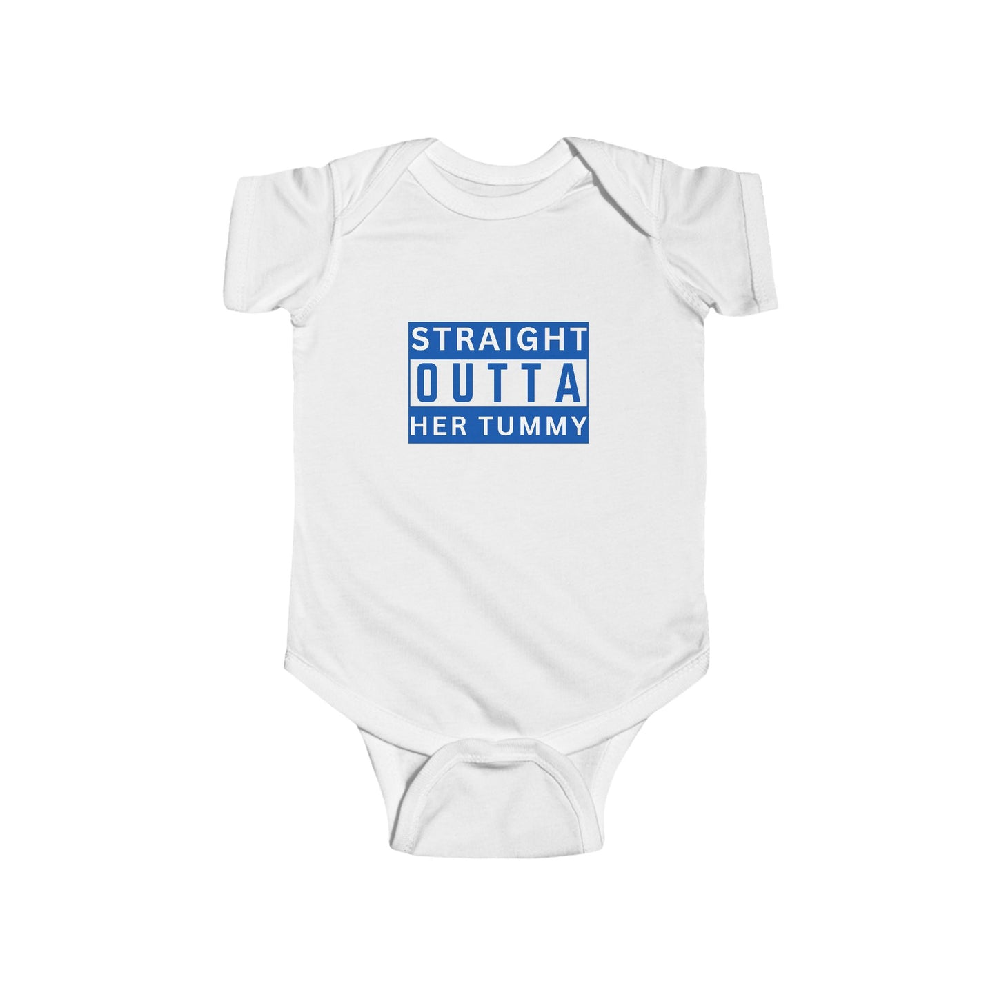 Straight Outta Her Tummy Infant Boys Fine Jersey Bodysuit, Funny Baby Onesie, Cute Baby Boy Onesie from 0-24 Months, Cute Baby Shower Gift