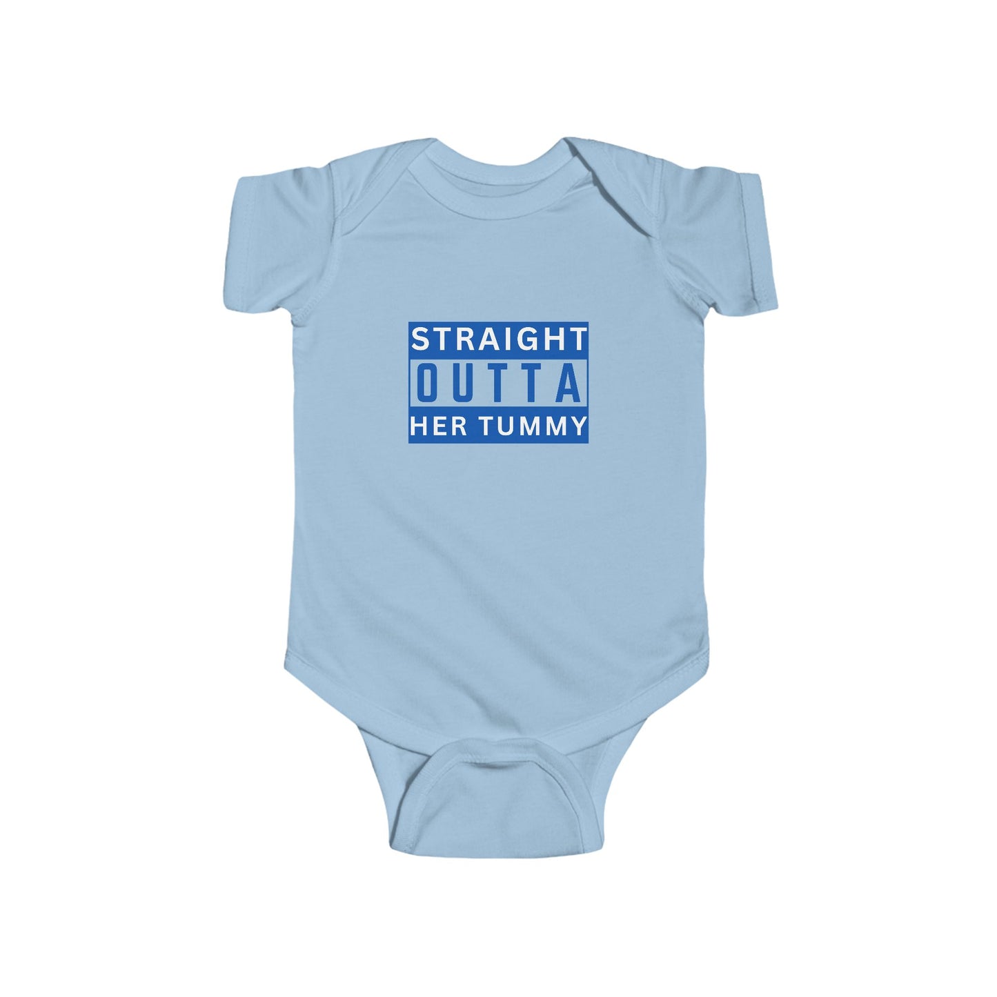 Straight Outta Her Tummy Infant Boys Fine Jersey Bodysuit, Funny Baby Onesie, Cute Baby Boy Onesie from 0-24 Months, Cute Baby Shower Gift