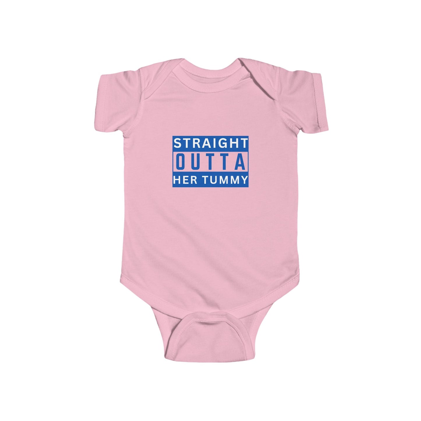 Straight Outta Her Tummy Infant Boys Fine Jersey Bodysuit, Funny Baby Onesie, Cute Baby Boy Onesie from 0-24 Months, Cute Baby Shower Gift