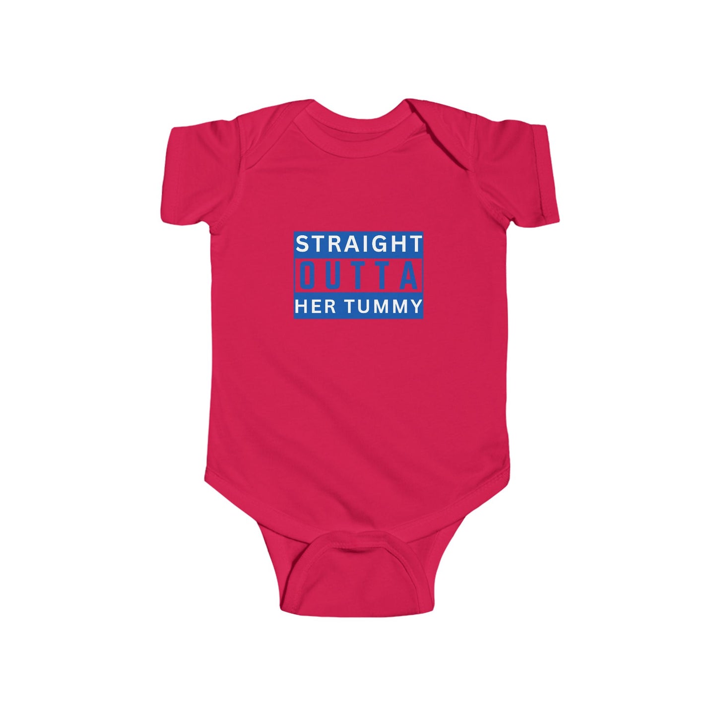 Straight Outta Her Tummy Infant Boys Fine Jersey Bodysuit, Funny Baby Onesie, Cute Baby Boy Onesie from 0-24 Months, Cute Baby Shower Gift