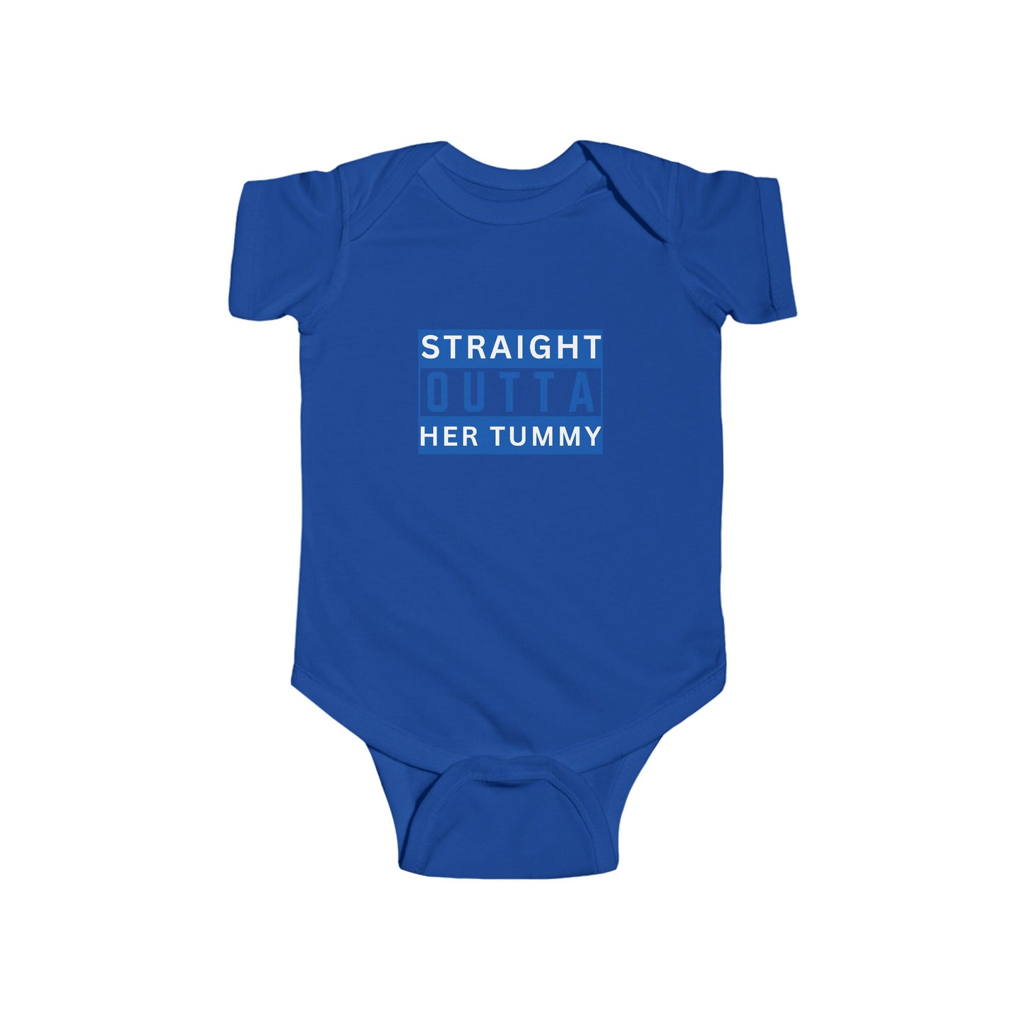 Straight Outta Her Tummy Infant Boys Fine Jersey Bodysuit, Funny Baby Onesie, Cute Baby Boy Onesie from 0-24 Months, Cute Baby Shower Gift