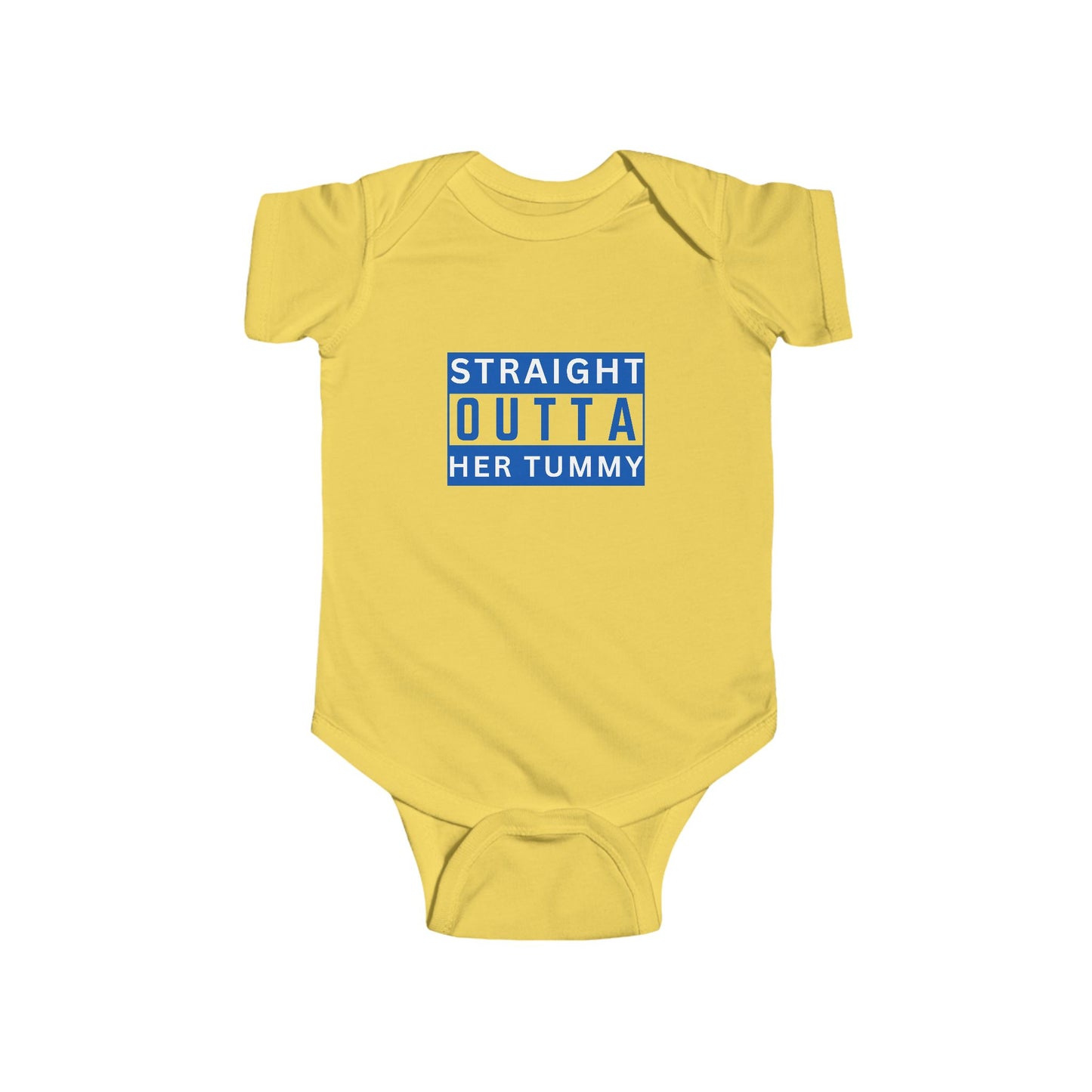 Straight Outta Her Tummy Infant Boys Fine Jersey Bodysuit, Funny Baby Onesie, Cute Baby Boy Onesie from 0-24 Months, Cute Baby Shower Gift